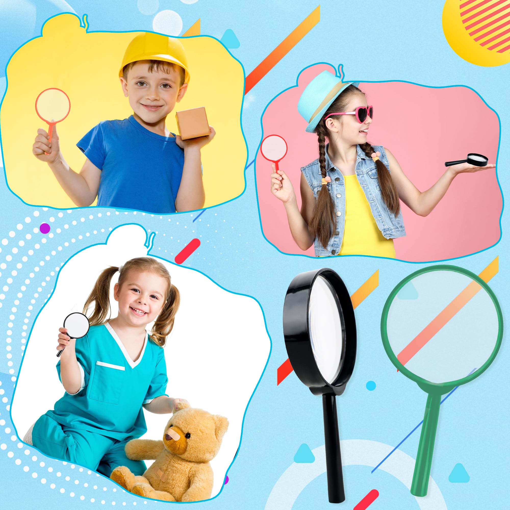 40 Pack Kids Mini Magnifying Glasses 5X Plastic Magnifier Colorful Hand Lens for Children Class Reading Outdoor Science Exploration Supplies - Image 4