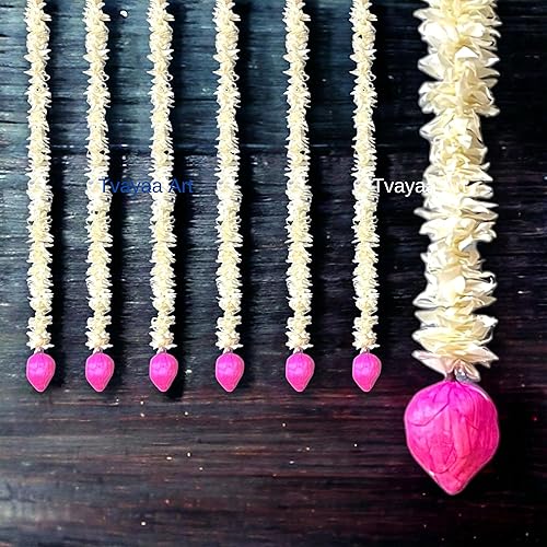 Miniatura 7 de Cuerdas de jazmín con brote de loto para decoración, decoraciones Diwali para el hogar, decoraciones de fondo indio para Puja, decoraciones Navratri