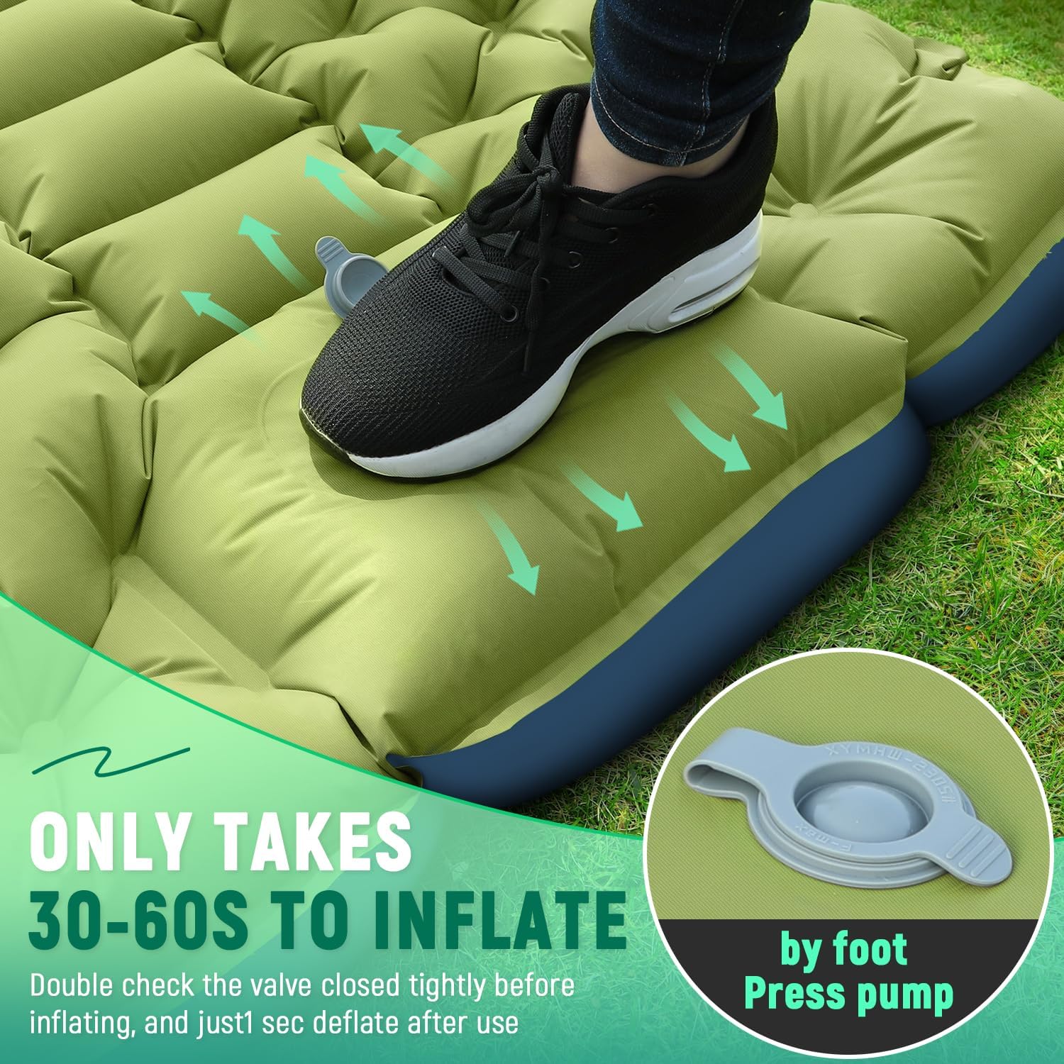 Camping Sleeping Pad, Ultralight Camping Mat with Built-in Foot Pump, Comfortable Sleeping Mat for Backpacking, Car Traveling,Tent,and Hiking