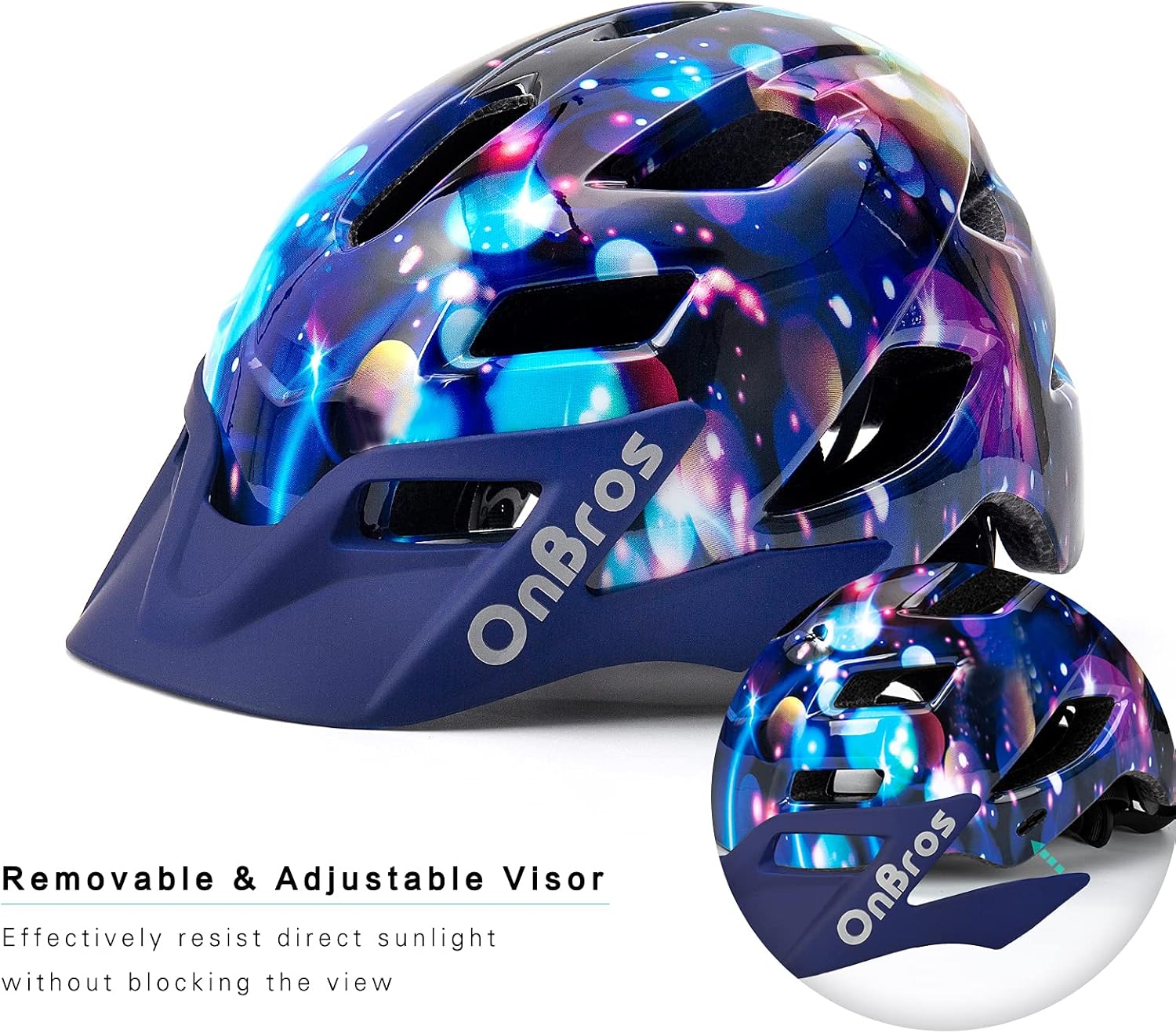 OnBros Kids Bike Helmet - Bike Helmets for 5-14 Boys or Girls with Visor, Children Bicycle Helmet for Skateboard Mountain Scooter Road Cycling, Lightweight and Adjustable 50-57CM - Image 4