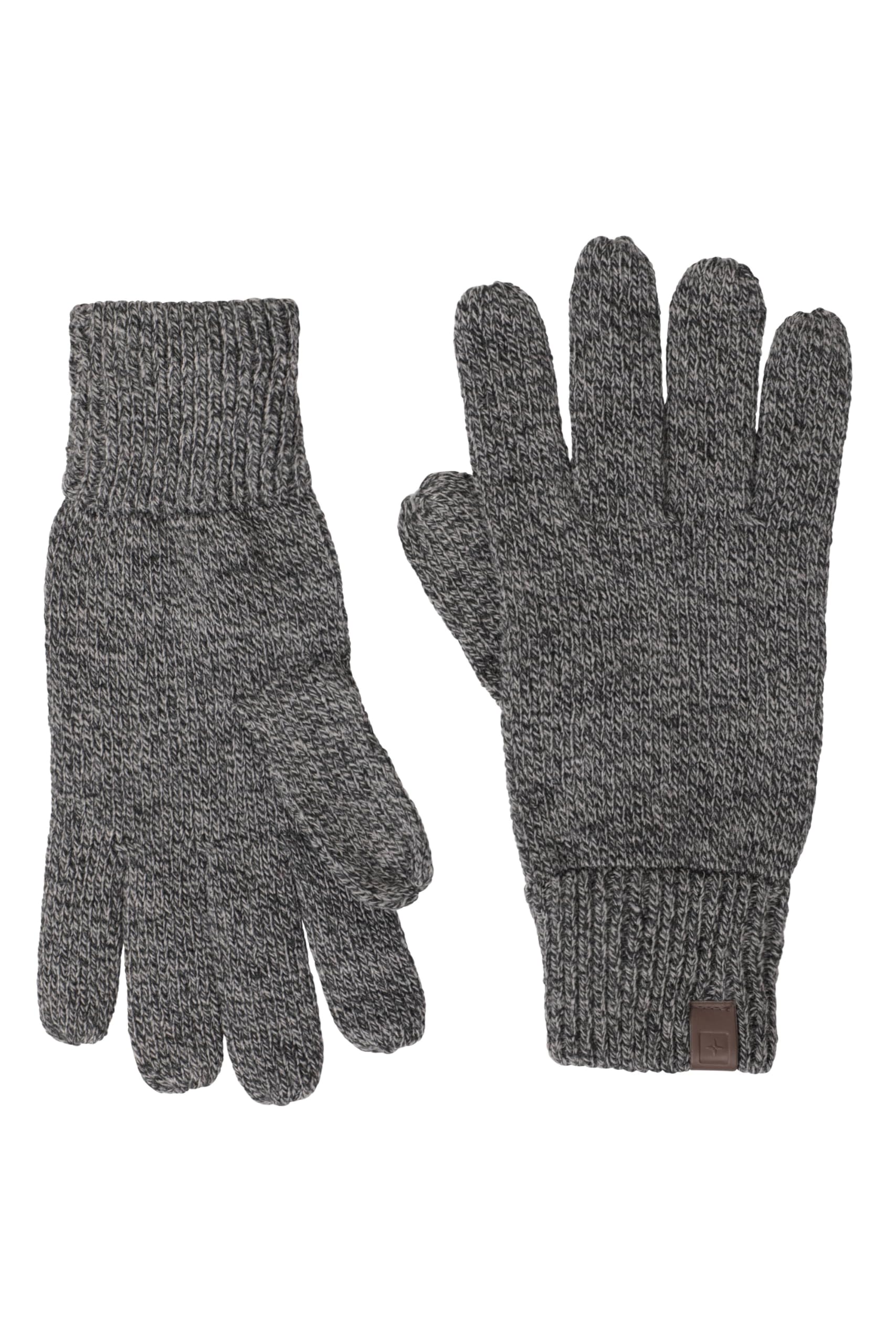 Mountain Warehouse Men's Black Compass Knitted ’S Gloves - Feels Soft, Warm & Cosy With Knitted Melange Design - Great For Everyday Use In One Size