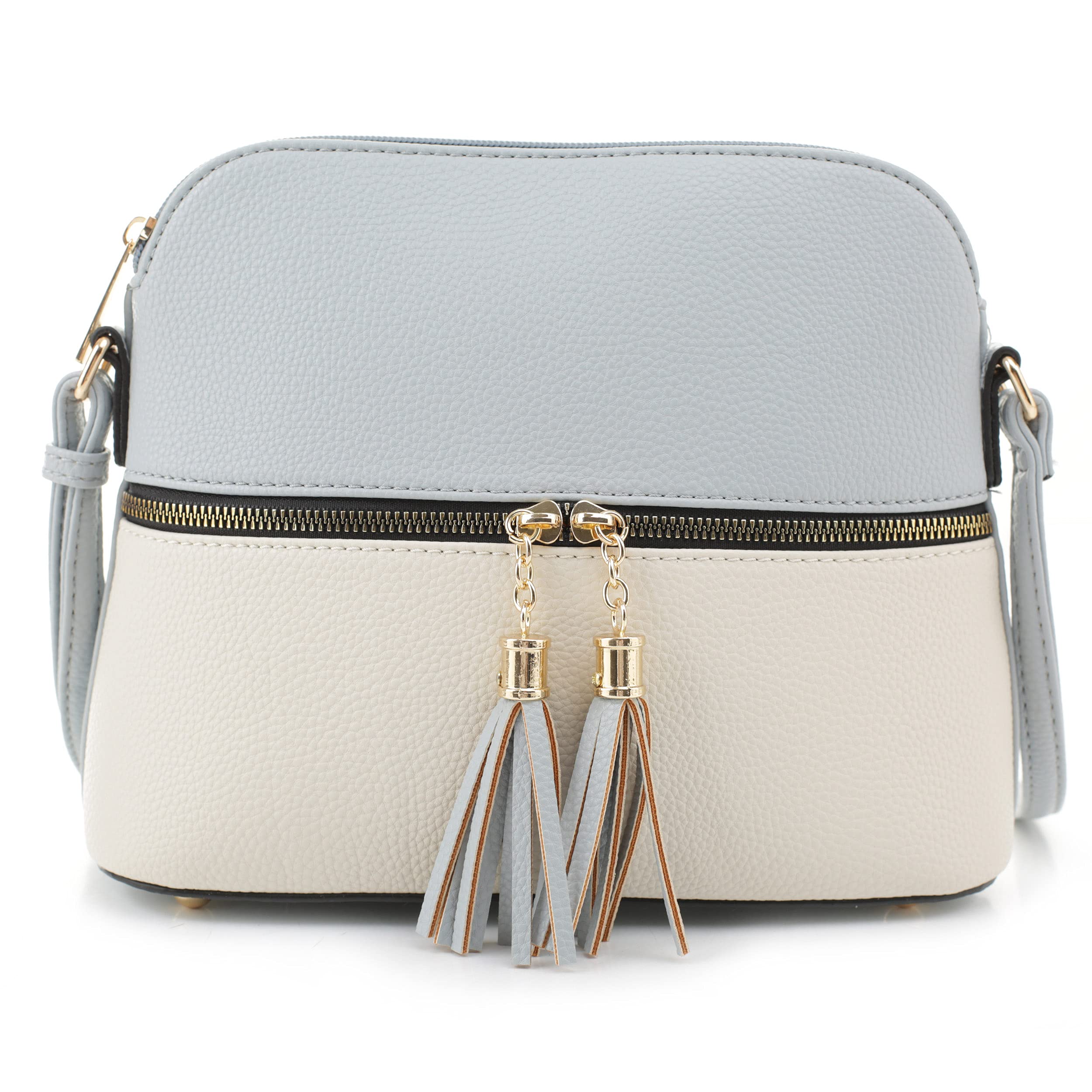 SG SUGU Lunar Lightweight Medium Dome Crossbody Bag Shoulder Bag with Tassel | Zipper Pocket | Adjustable Strap
