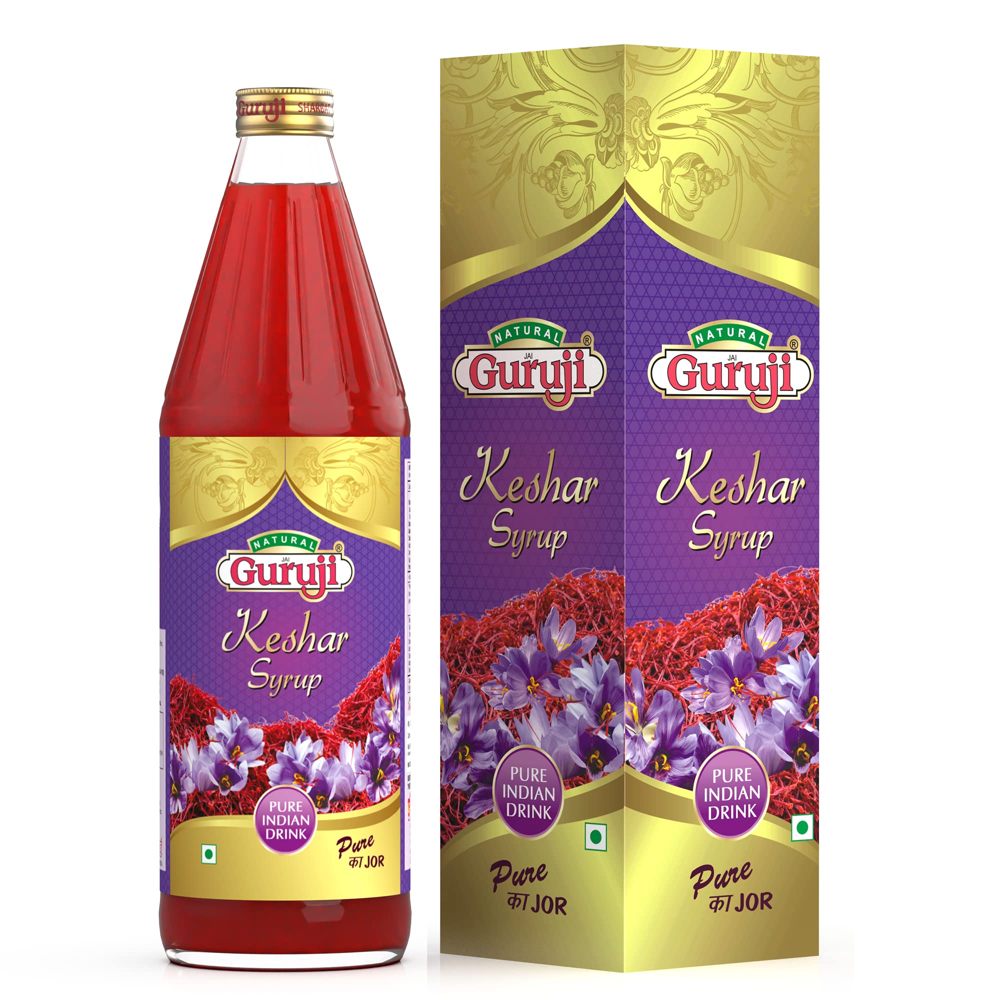 Jai Guruji Keshar Dry Fruit Syrup Sharbat, Instant Refreshing Drink For Summer (Mix with milk Only) – 750ml