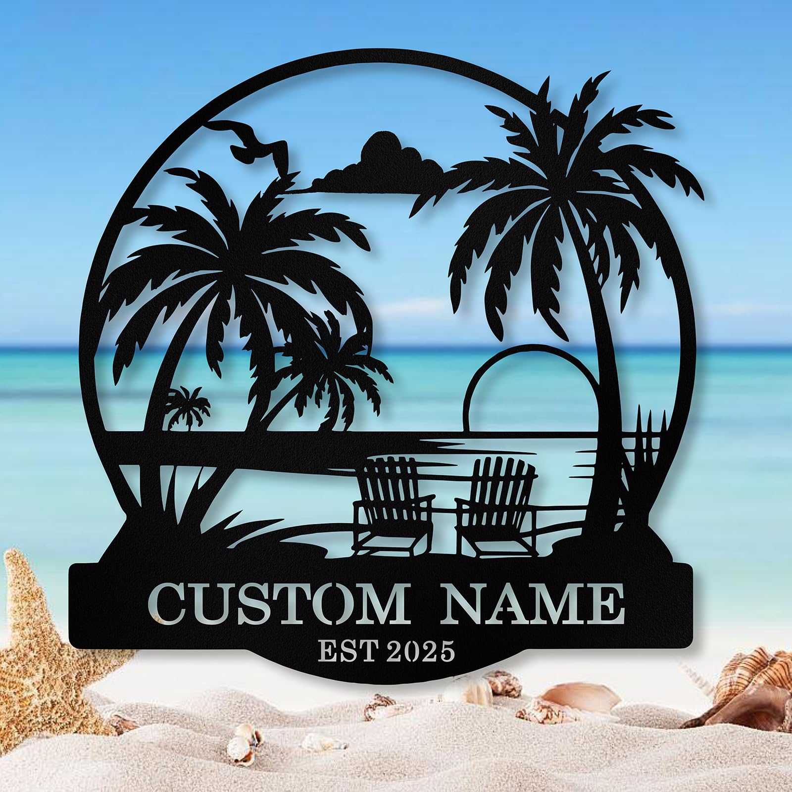 Custom Metal Beach Sign, Personalized Beach Sign Wall Decor for Outdoor
