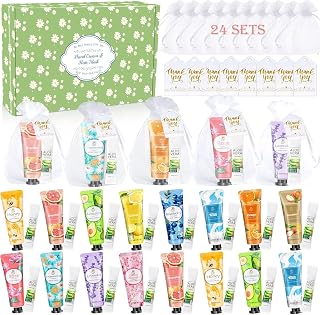 96 Pieces Hand Creams for Women, 24 Christmas Gift Set | Set med handkräm med mini handkräm, aloe vera hårmask, nätfickor