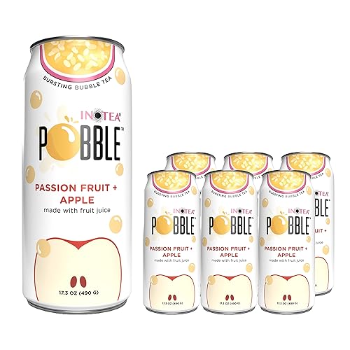 INOTEA Té Burbuja Poblle (paquete de 6 latas) incluye tarjeta de agradecimiento de salación, té helado enlatado hecho con jugo de fruta real y