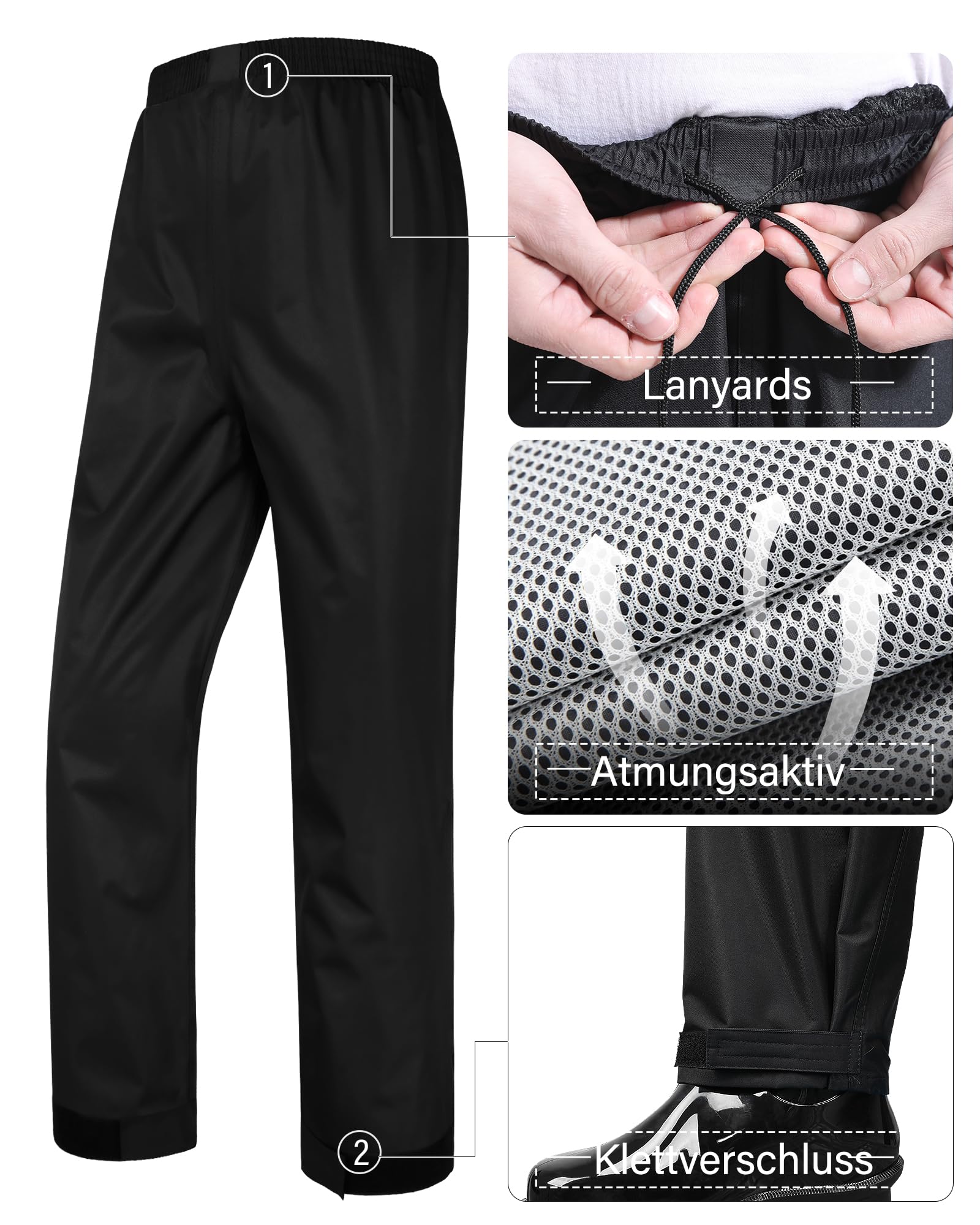 Coutyuyi Herren & Damen Regenanzug Reflektierender 100% Wasserdichter Anzug Outdoor Regenmantel Winddicht Regenjacke