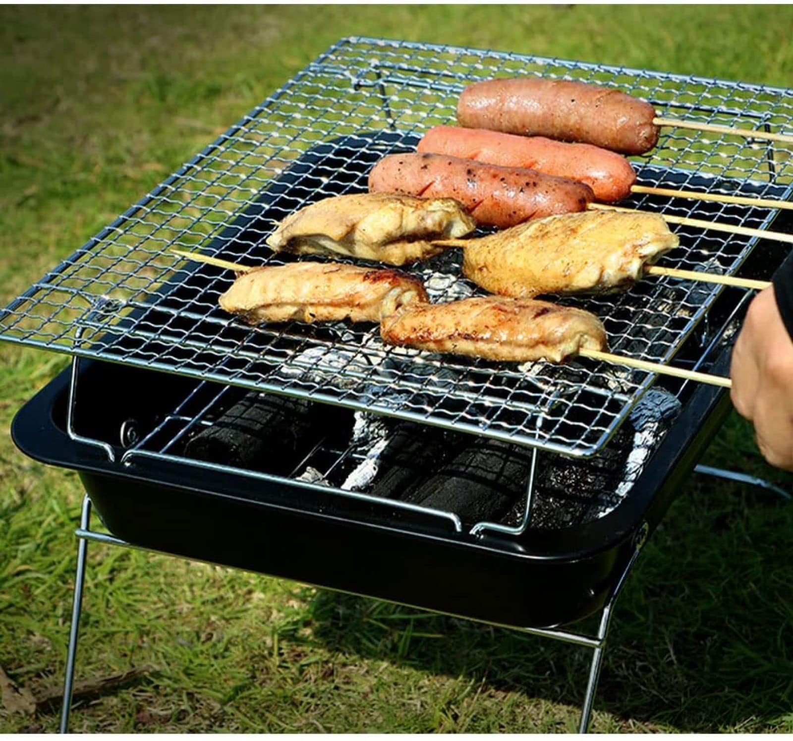Griglia per Barbecue a Carbone piegata, Barbecue da Tavolo Portatile in Acciaio Inox Griglia per Fumatori per Picnic all'aperto, Patio, Cortile, Campeggio, Cucina, Feste in Spiaggia