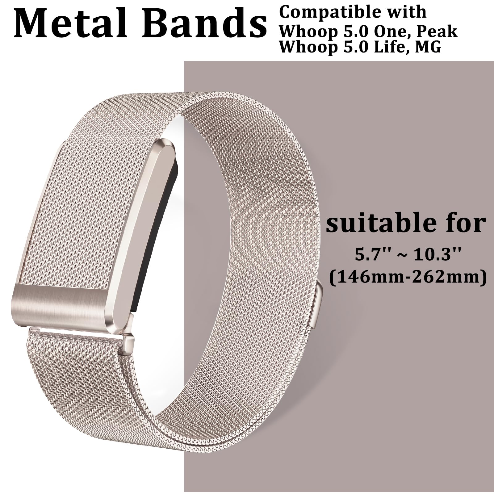 omee Cinturino in maglia milanese compatibile con Whoop 5.0 Bands One, Peak e Life/MG, cinturino in maglia milanese traspirante in rete metallica regolabile, ricambio per Whoop Band 5.0, non