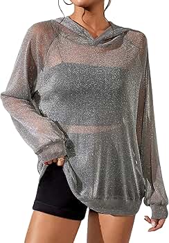 トップス theredthread S sheer hoodie sparkles THEREDTHREAD / ザレッドスレッド】S sheer hoodie sparkles