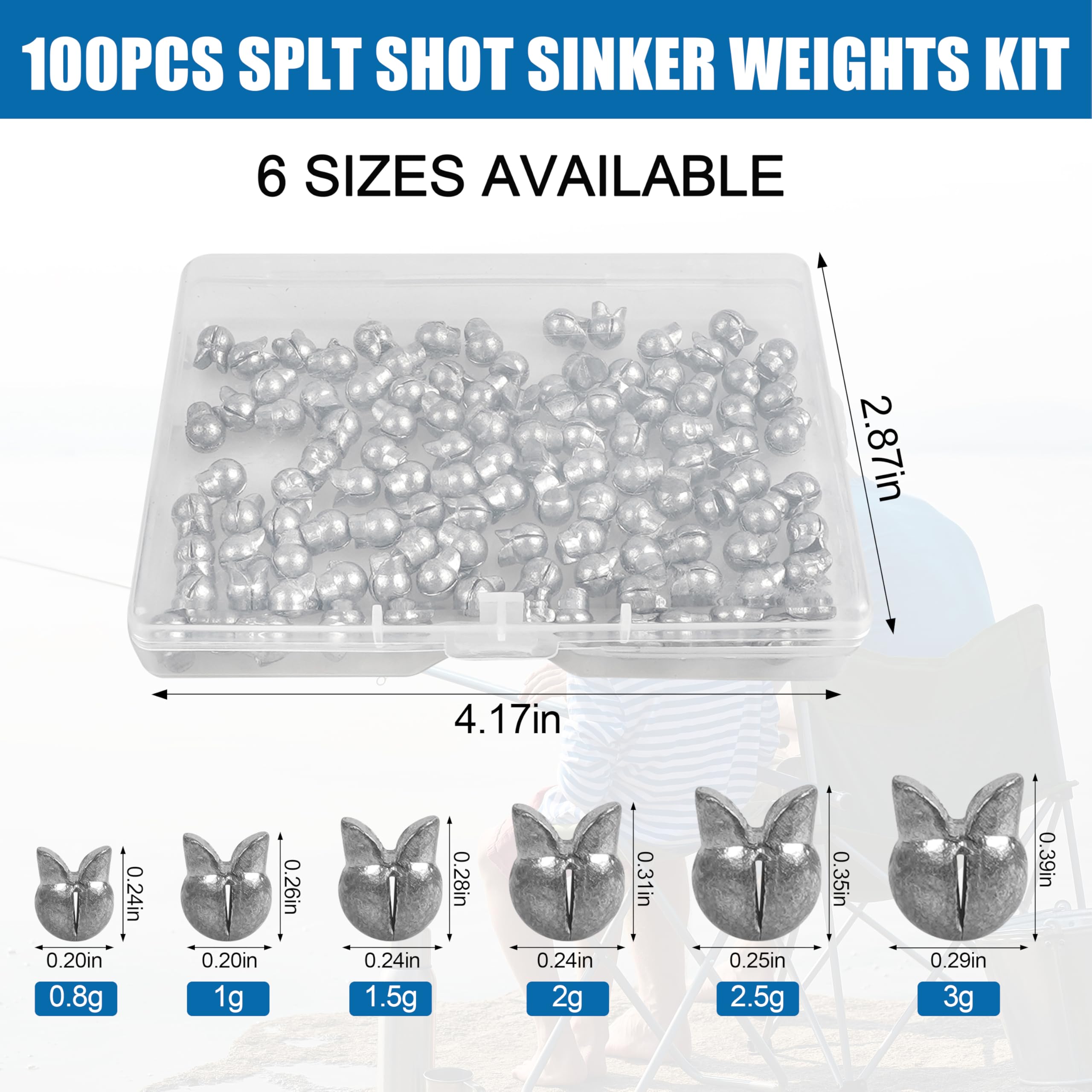 Split Shot Fishing Weights Sinkers,100pcs Removable Split Shot Fishing Line Sinkers Round Clip On Weights for Freshwater Saltwater Fishing