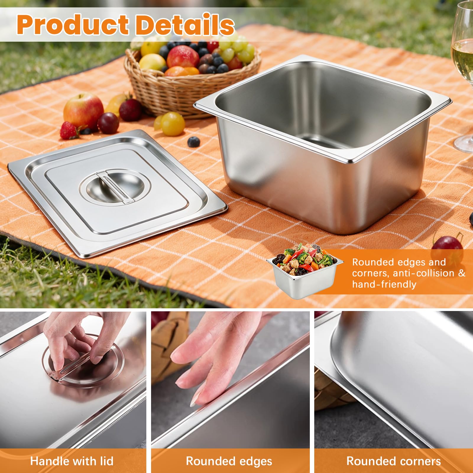 6er Set GN 1/2 Behälter mit Deckel, 325x265x150 mm Gastronormbehälter