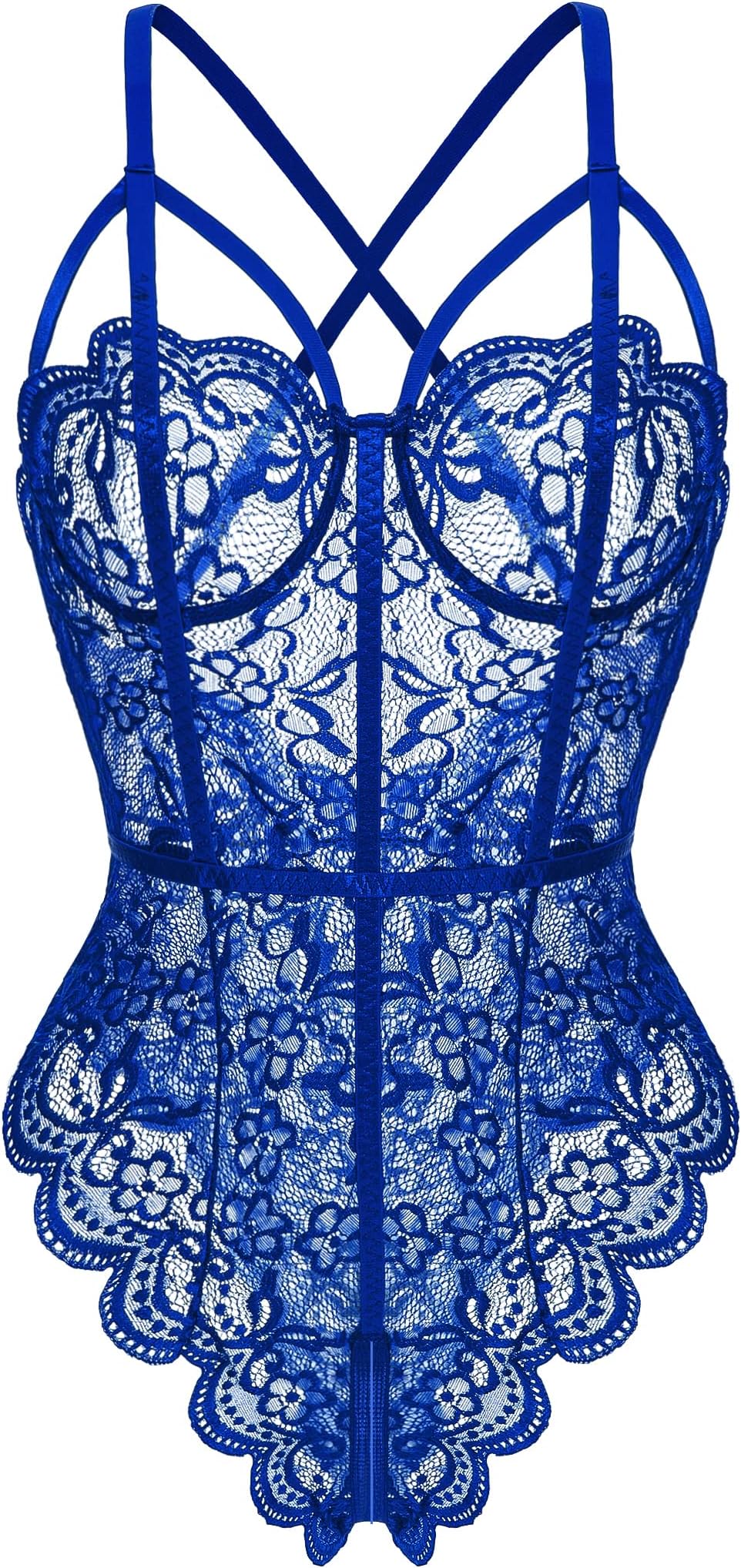klier Lingerie for Women One Piece Teddy Floral Lace Bodysuit Babydoll Chemise Sleepwear