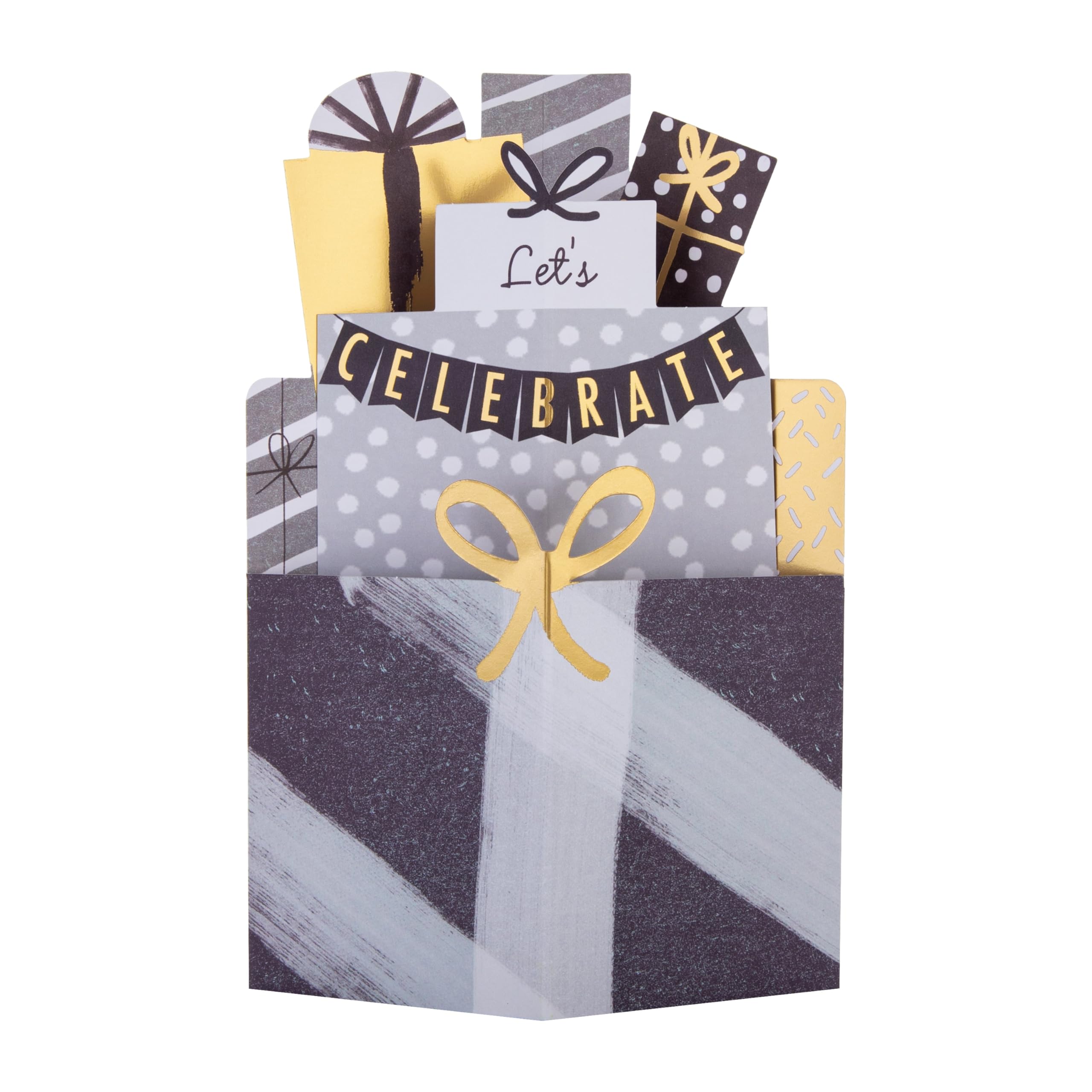 Hallmark 3D & Pop Up Birthday Card, Cake Design, Grey, Black, Gold