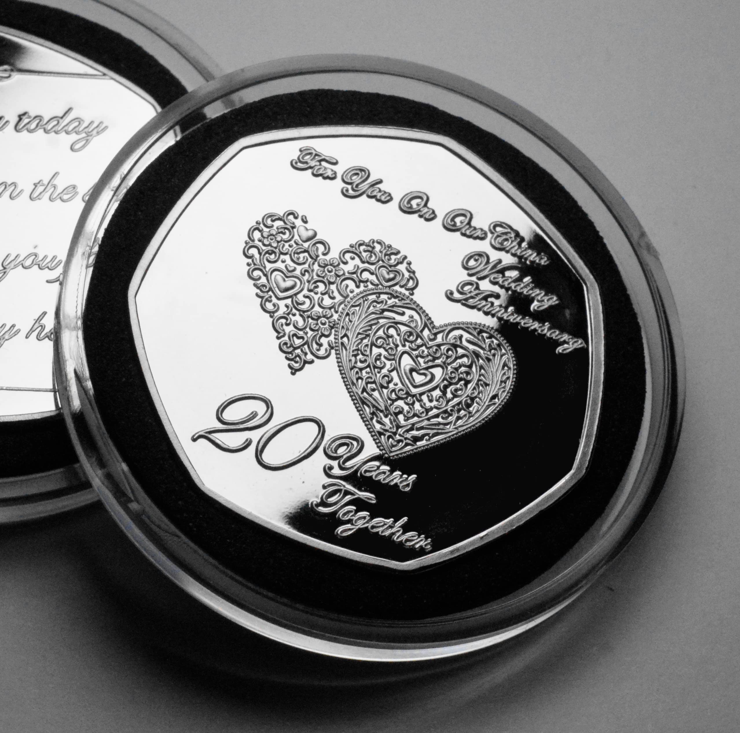 The Commemorative Coin Company On Our 20th China Wedding Anniversary Silver Commemorative in Capsule. Husband/Wife/Partner 20 Years Together Gift/Present Love/Token