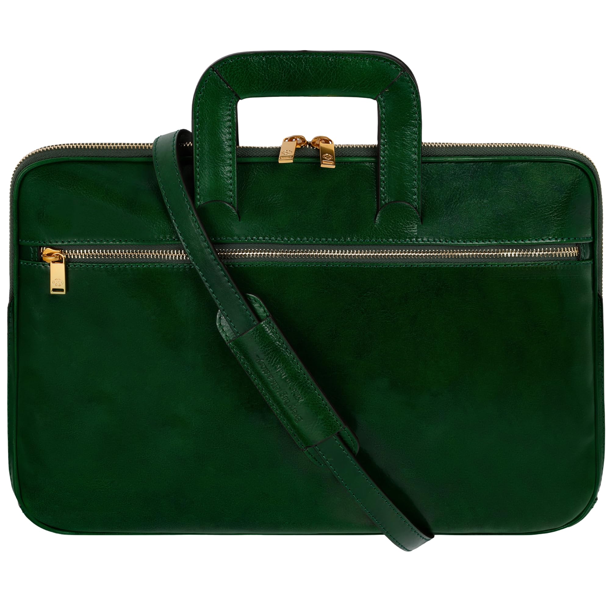 Time Resistance Slim Leather Briefcase - Italian Handmade Leather Computer Bag - Briefcase for Men and Women - Laptop Bag