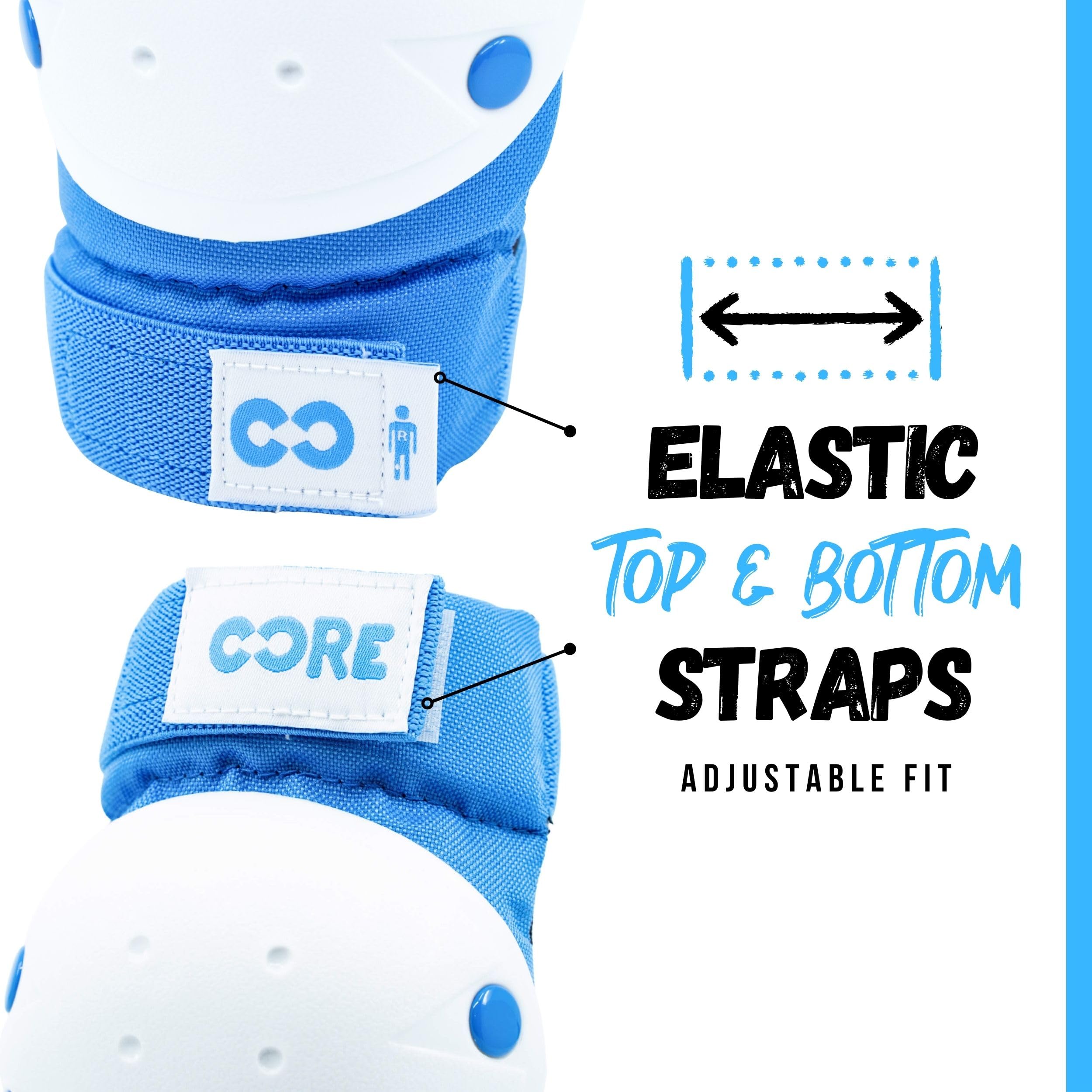 Core Junior Triple Pad Set Knee Pads Elbow Pads Wrist Guards 6 in 1 Protective Gear Set for Kids Youth Adult for Skateboarding Scooter Cycling BMX Skating Skate
