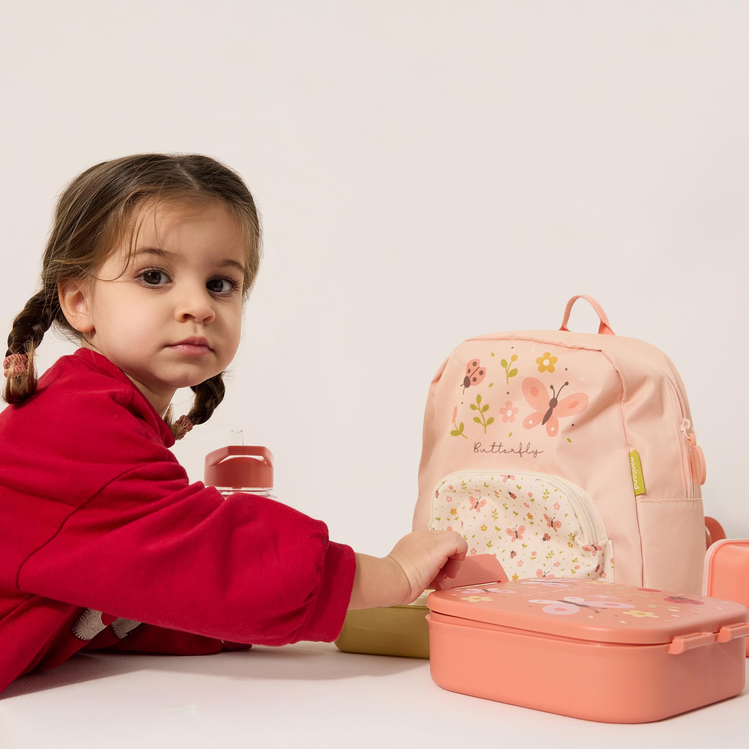 Miniland Lunchbox Butterfly - Fiambrera Infantil 1200 ml con Compartimentos | Caja Almuerzo para Niños | Sin BPA, Resistente y Apta Lavavajillas | Ideal para Colegio y Excursiones