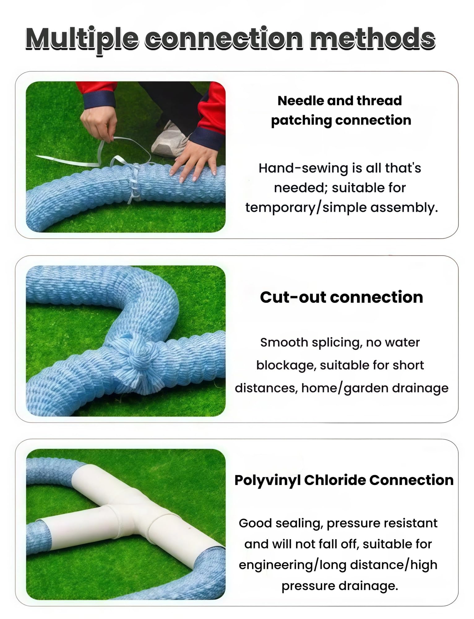 Tubo flessibile di drenaggio perforato ondulato diametro 15 cm per drenaggio francese leggero lungo 100 cm ideale per cortile, strada e giardino