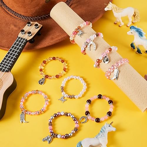 Miniatura 5 de Sureio 9 pulseras de cuentas occidentales para fiestas, regalos de Navidad para adultos, dije de caballo y bota, pulseras para amantes de los