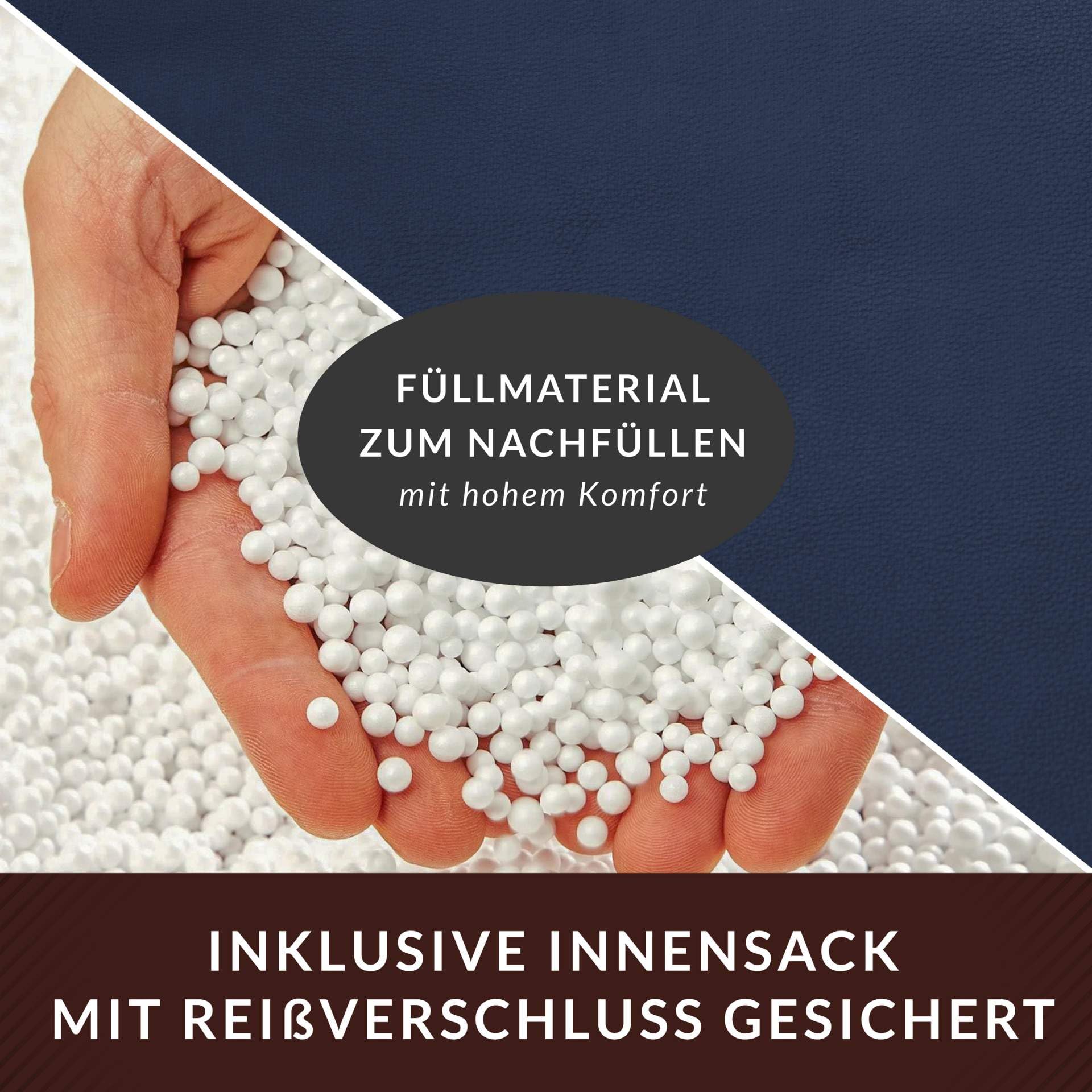 Green Bean Sitzhocker aus Kunstleder - Pouf mit EPS Perlen Füllung - 40 x 40 cm - perfekte Ergänzung zum Sitzsack - Sitzwürfel Sitzkissen Hocker Fußhocker - Dunkelblau