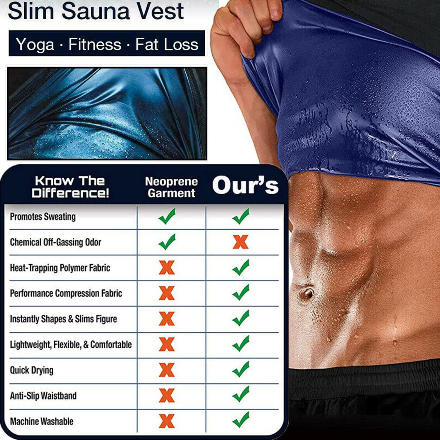 Sweat Shapewear Vest Belt for Men, Polymer Shapewear, Workout for Weight Loss Waist Body Slimming, Trainer (L/XL)