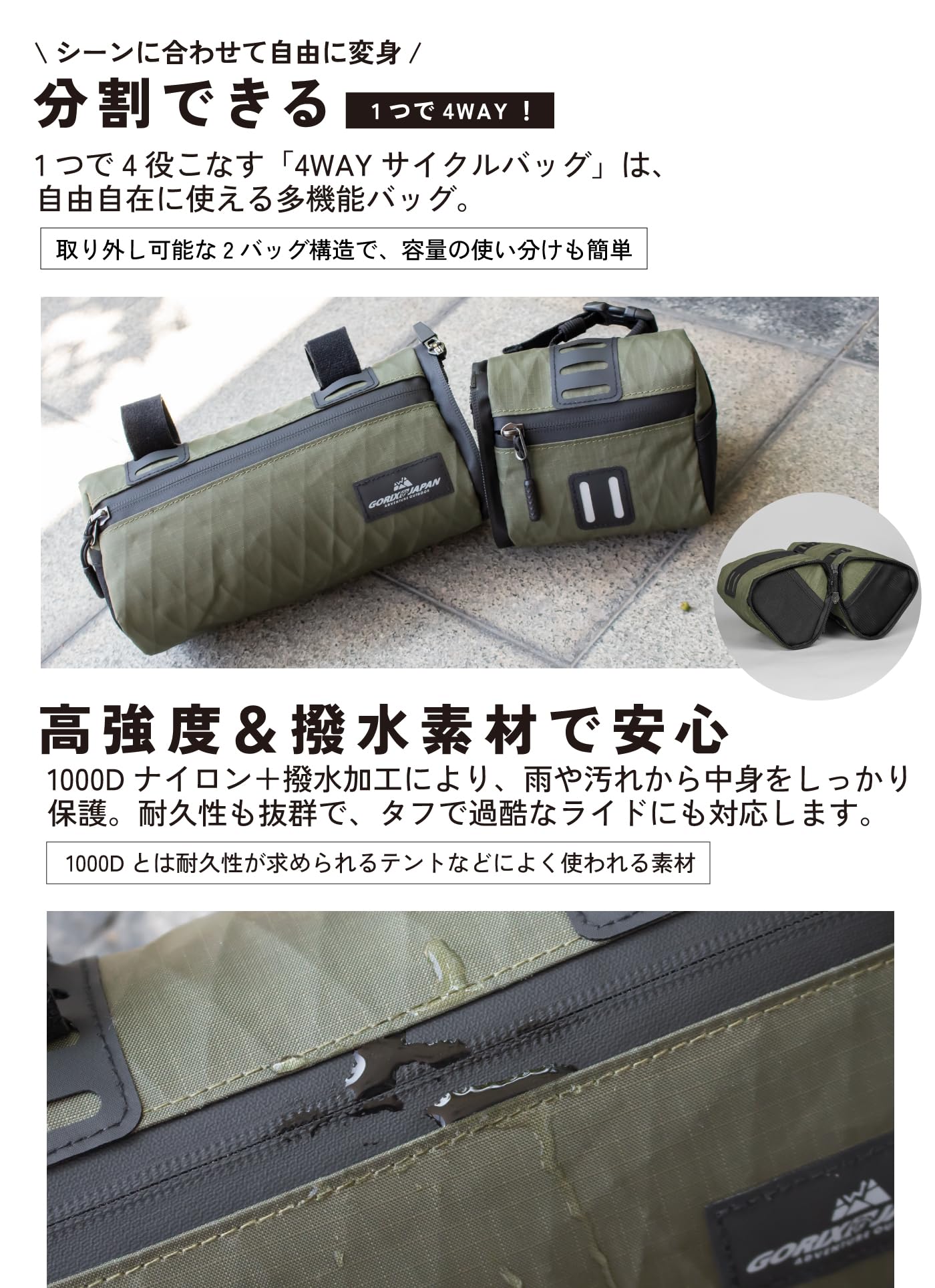 Amazon.co.jp: GORIX(ゴリックス)フロントバッグ ロードバイク [ 分割