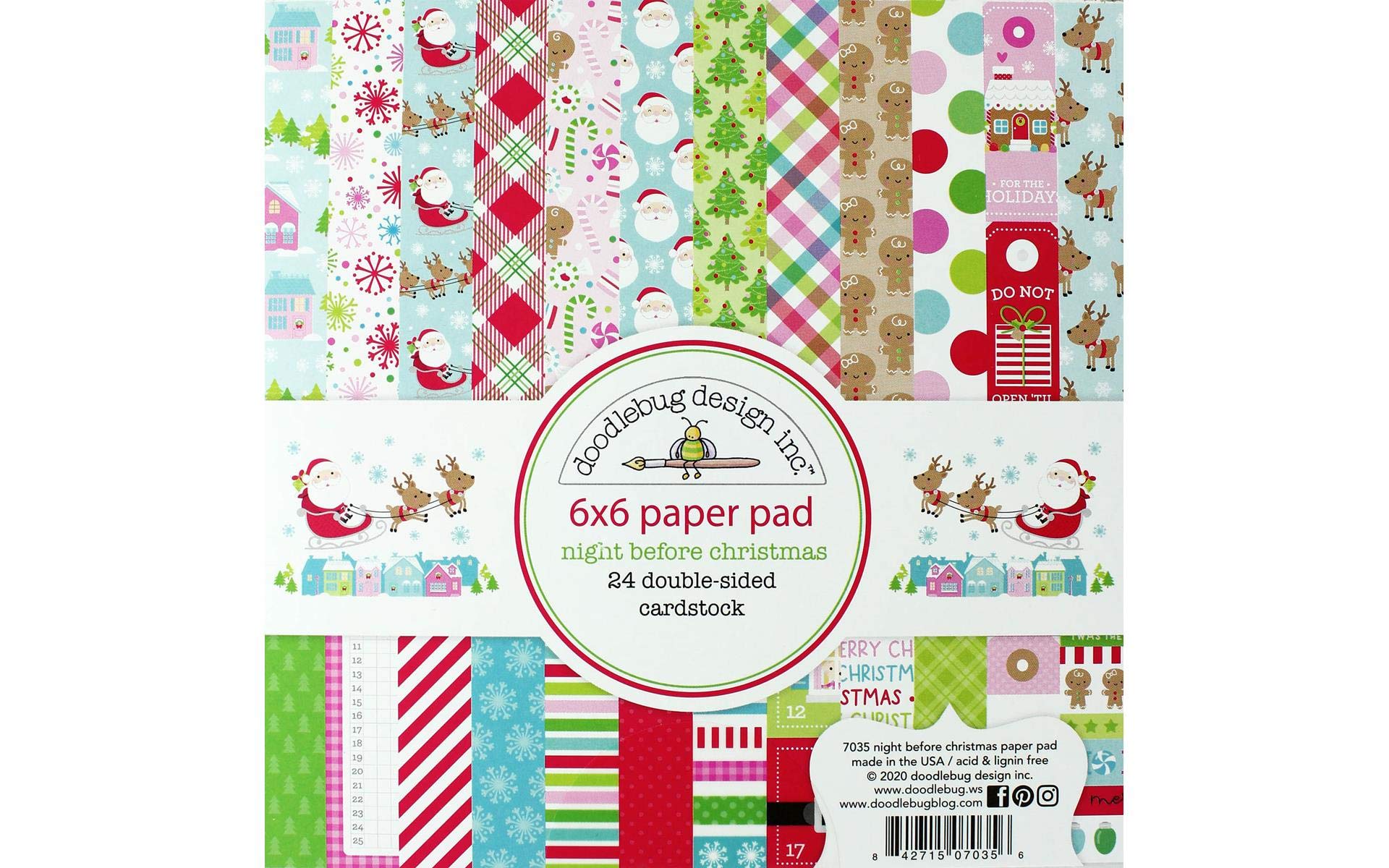 DoodlebugPaper 6X6 PAD, Night Before Christmas, 12 Designs/2 Ea