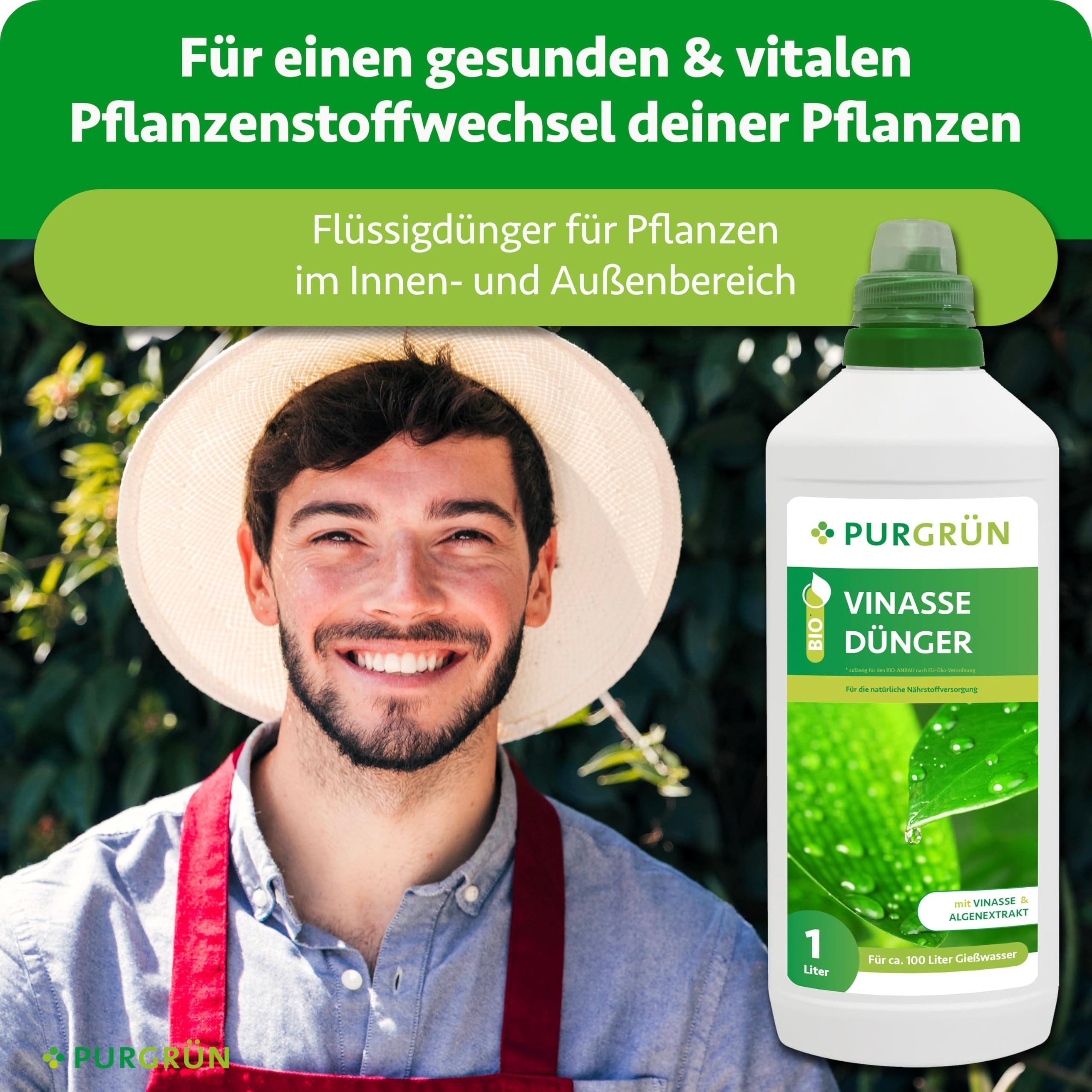 Bio-Vinasse-Dünger 1 Liter – Gesundes Wachstum & reiche Ernte – Premium-Flüssigdünger für den Bio-Anbau – Hohe Widerstandskraft dank extra Kalium – Konzentrat für 100 Liter Gießwasser