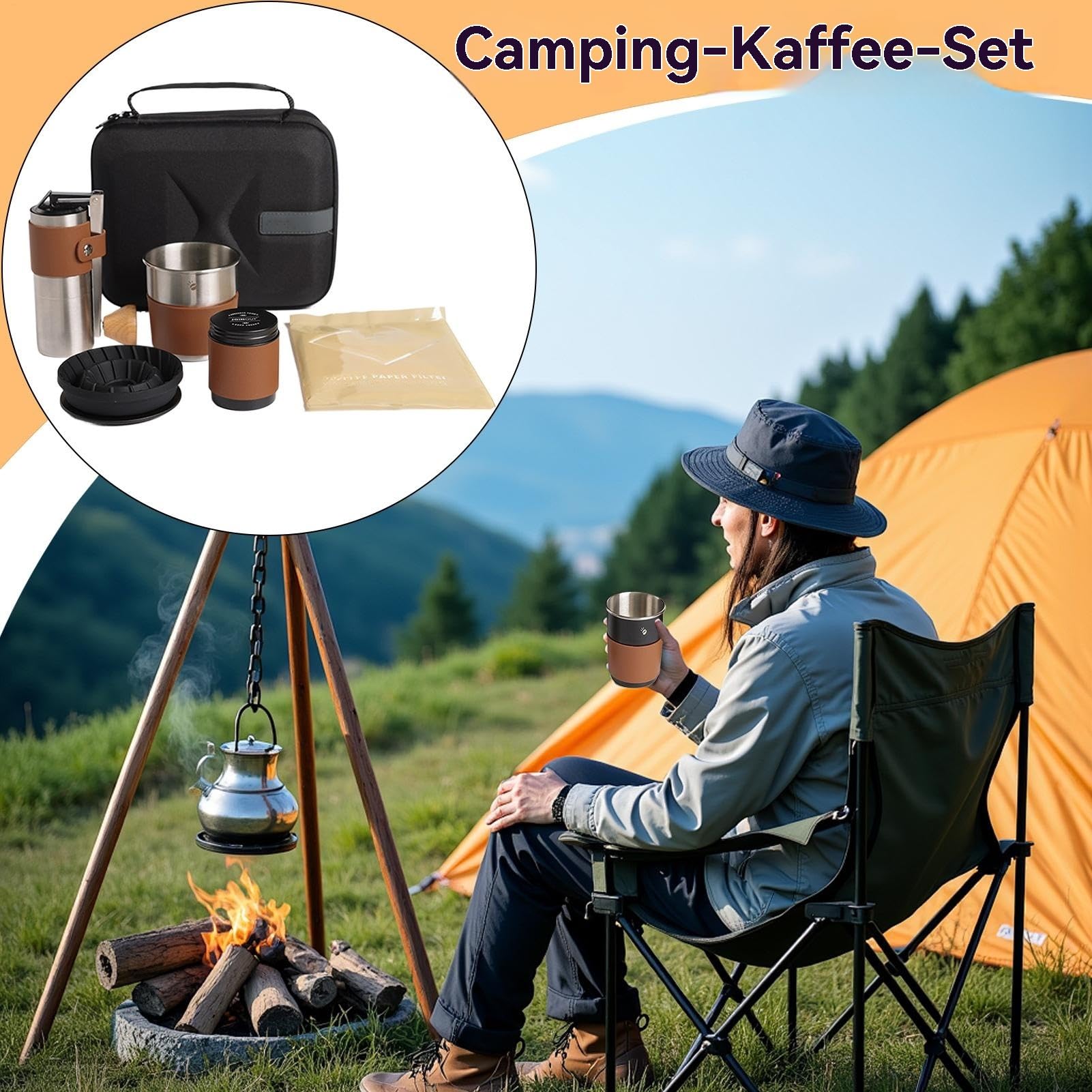 Generisch Manuelle Kaffeebohnenmühle - Manuelle Kaffeemühle,Multifunktionale Kaffeemühle Mit Tragbarem Kaffeezubehör-Set Für Reisen, Wandern, Und Zuhause