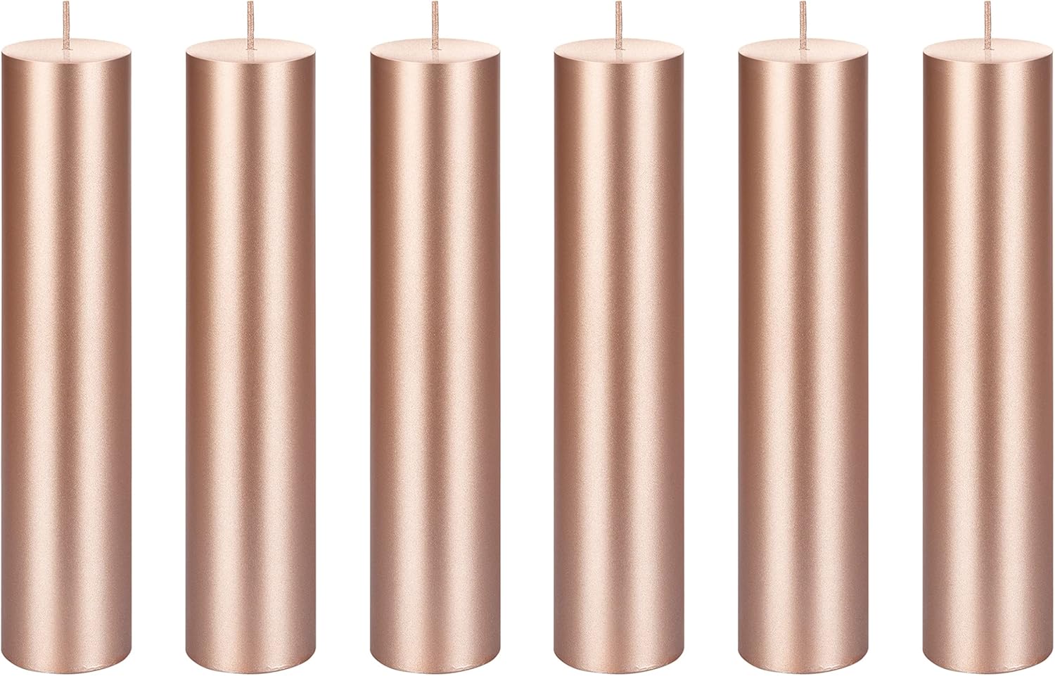 Mega Candles 6 pcs Unscented Solid Rose Gold Pillar Candles, Hand Poured Premium Wax Candle 2 Inch x 9 Inch, Home Décor, Spas, Weddings, Occasions, Party, Centerpieces, Holidays, Vigils, Prayers