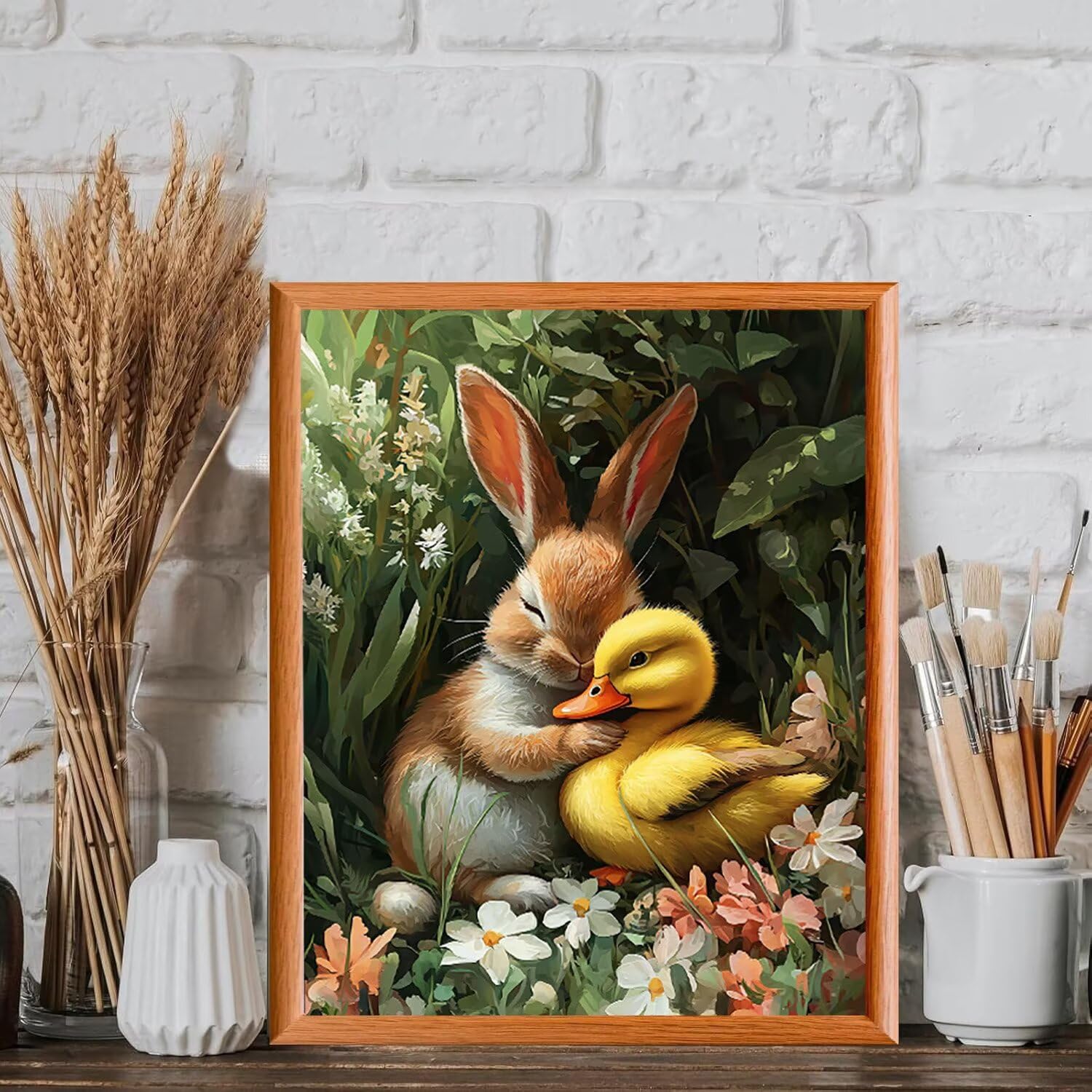 WEISHIWE Coniglio e anatra Dipingere con i Numeri per Adulti, 70x90cm a-961