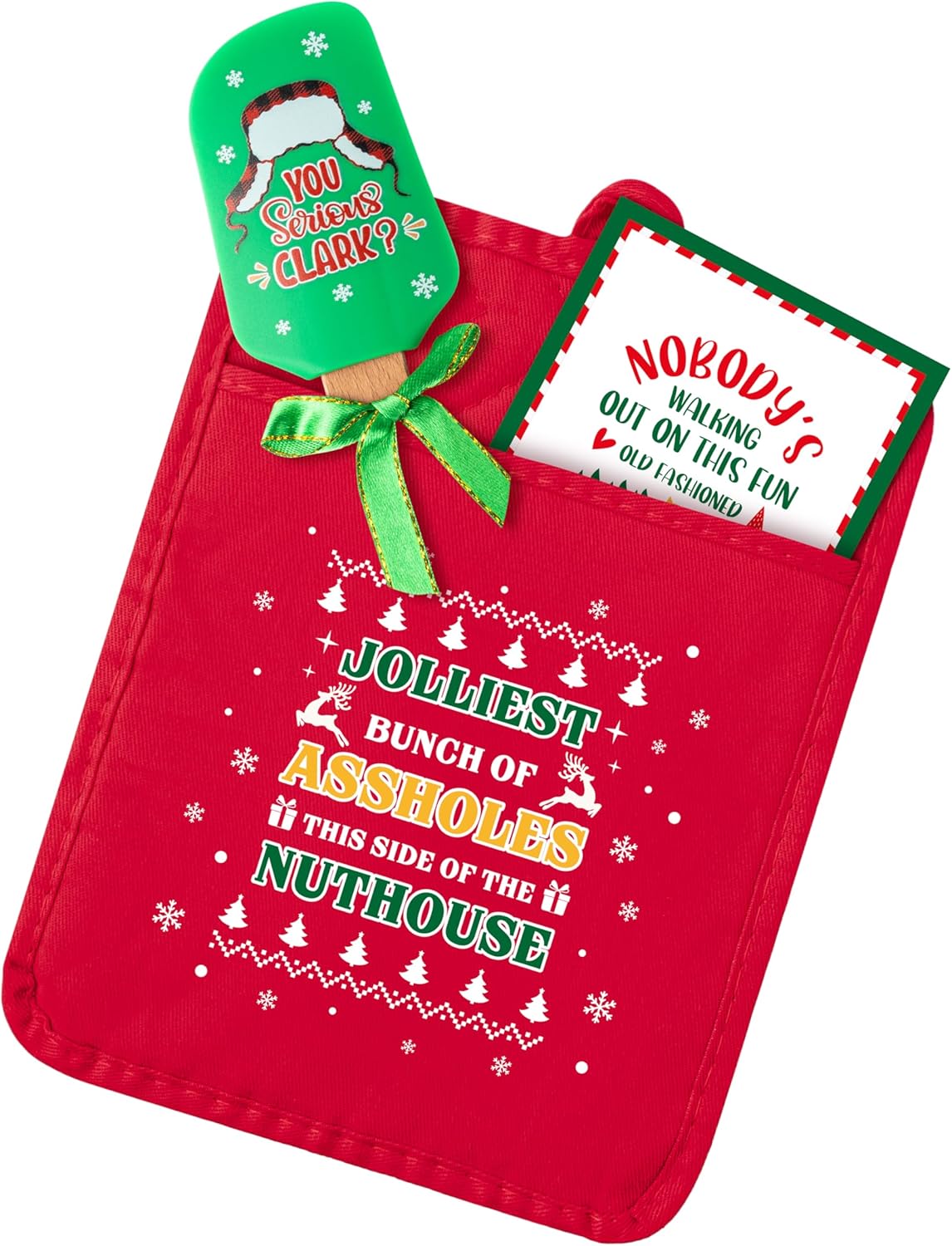 3Pc Funny Christmas Pot Holders with Silicone Spatula Gift Set, Heat Resistant Potholder with Pocket for Kitchen Winter Oven Mitts Xmas Cookie Bag Greeting Card Cooking Gifts for Family Friend Bakers 3Pc Funny Christmas Pot Holders with Silicone Spatula Gift Set, Heat Resistant Potholder with Pocket for Kitchen Winter Oven Mitts Xmas Cookie Bag Greeting Card Cooking Gifts for Family Friend Bakers
