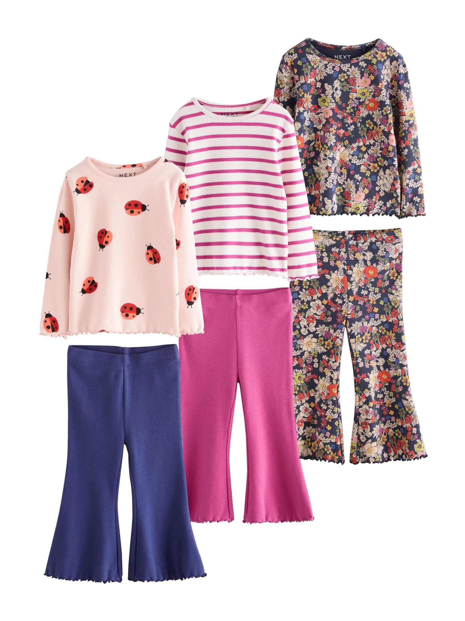 NEXT Mädchen Top and ausgestellte Leggings Set im 3er-Pack 62-122