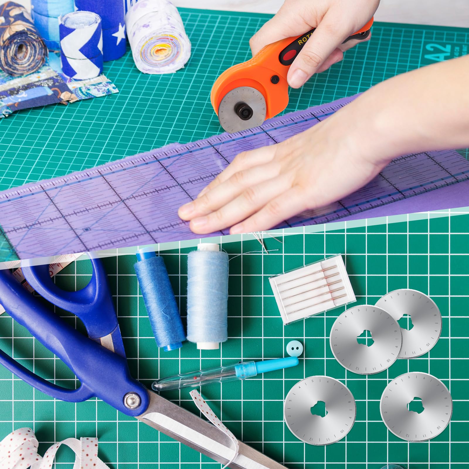 Lasnten 72 cuchillas de corte giratorias de 45 mm, cuchillas de repuesto compatibles con Fiskars Olfa Martelli Truecut Dafa, cortador rotativo, repuesto para manualidades, acolchado, artes de costura