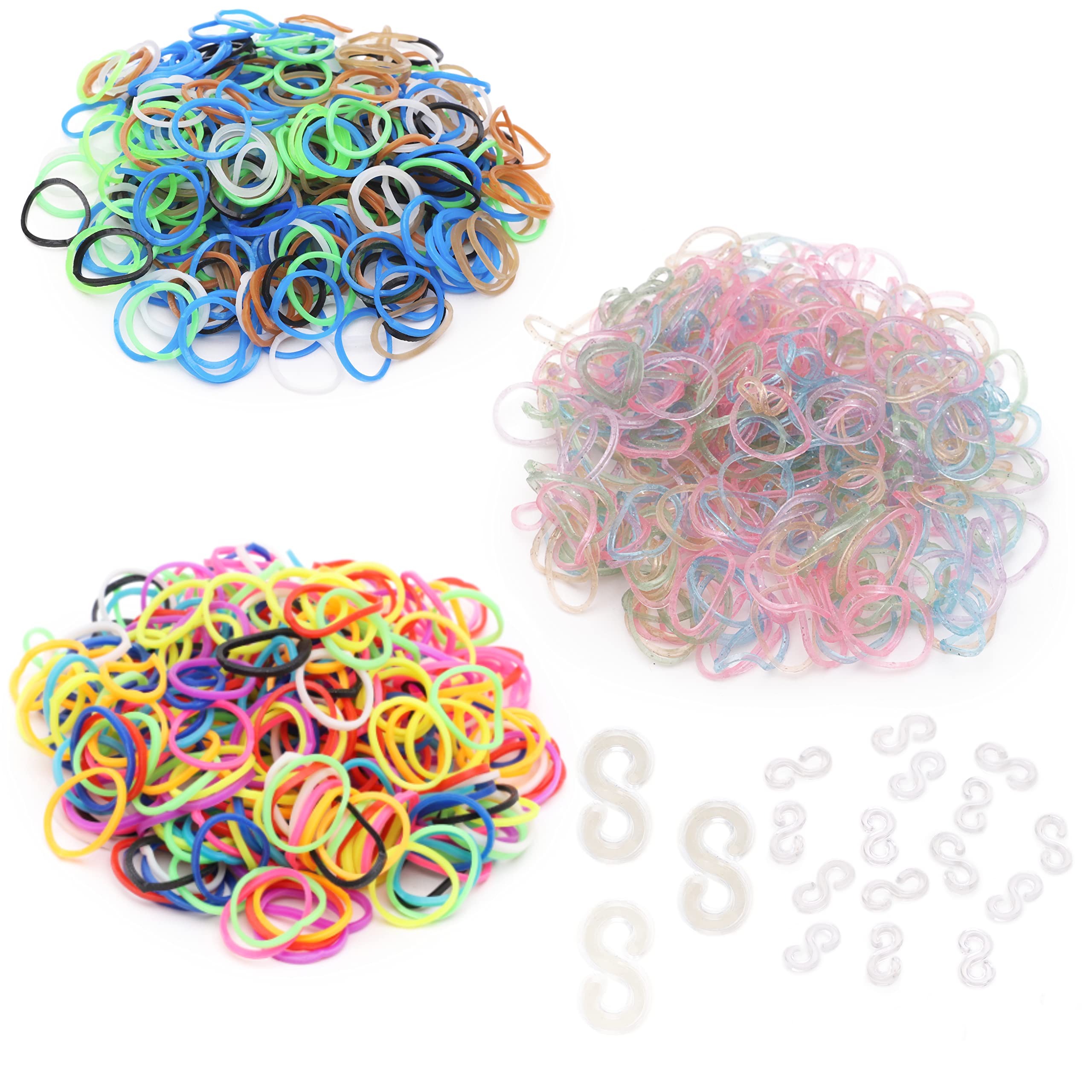 Toyland® Designer Loom Refill Pack - 300 Colourful Bands with S Clips - 3 Styles Available