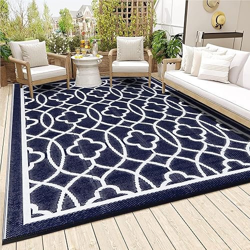 Miniatura 9 de Pendolr Alfombra de exterior de 5' x 8' pies, impermeable, para patio, alfombra de paja de plástico para exteriores, alfombra para camping