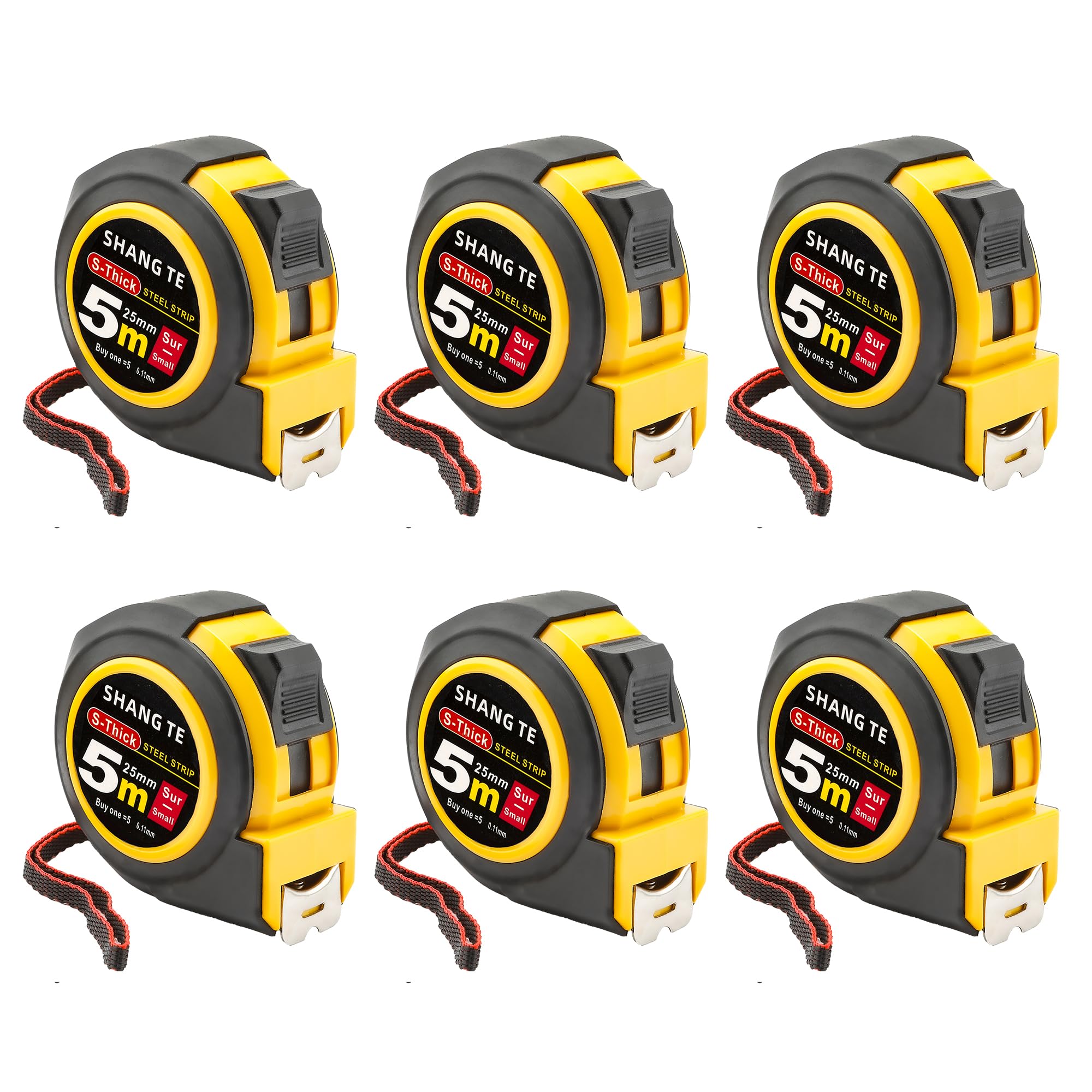 6 Pack Steel Measuring Tape, Tape Measure 16 ft, Measuring Tape Retractable, 16-Foot Basics Self-Locking Measurement Tape, Self Lock Auto Lock Tape