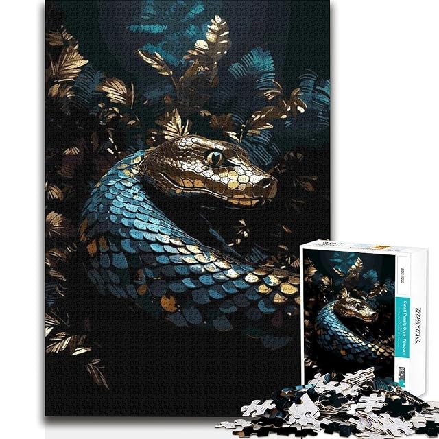 Foto 2 de 5 de Rompecabezas de 1000 Piezas para Adultos diseño de Serpiente geométrica Azul Juego Educativo Que desafía…