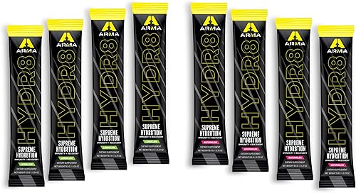 Arma Sport HYDR8 - Fórmula avanzada de hidratación para reducir la fatiga, eliminar calambres y prevenir la deshidratación, electrolitos con