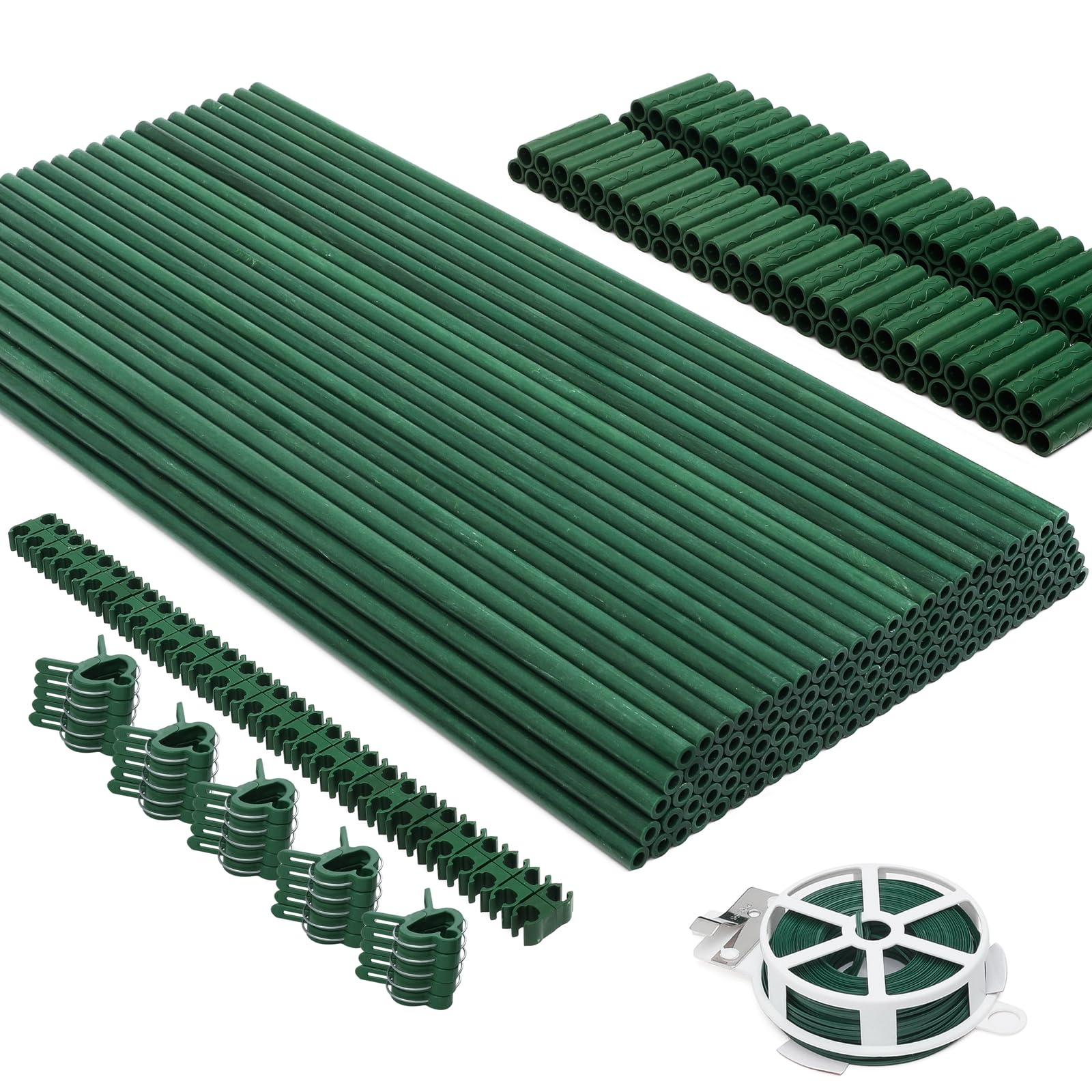 MAXPACE 120pcs Garden Stakes, 17" Each, DIY 4ft 5ft 6ft 7ft Sturdy Fiberglass Plant Sticks Stakes Supports for Tomato Vegetables, Gardening Supplies