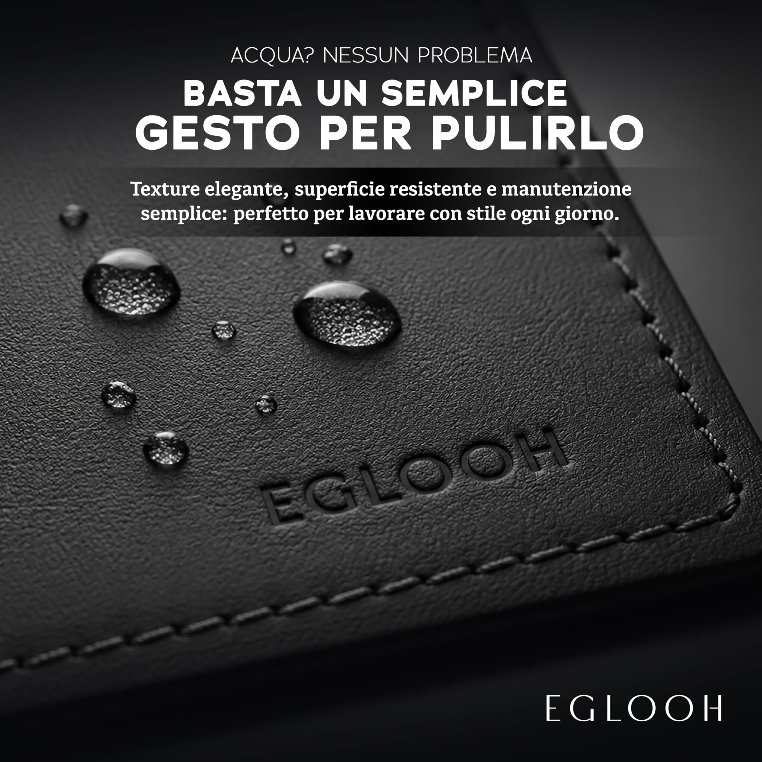 Eglooh Mercurio Sottomano Scrivania Angoli Squadrati Desk Pad Antiscivolo Tappetino Scrivania Cuoio Made in Italy