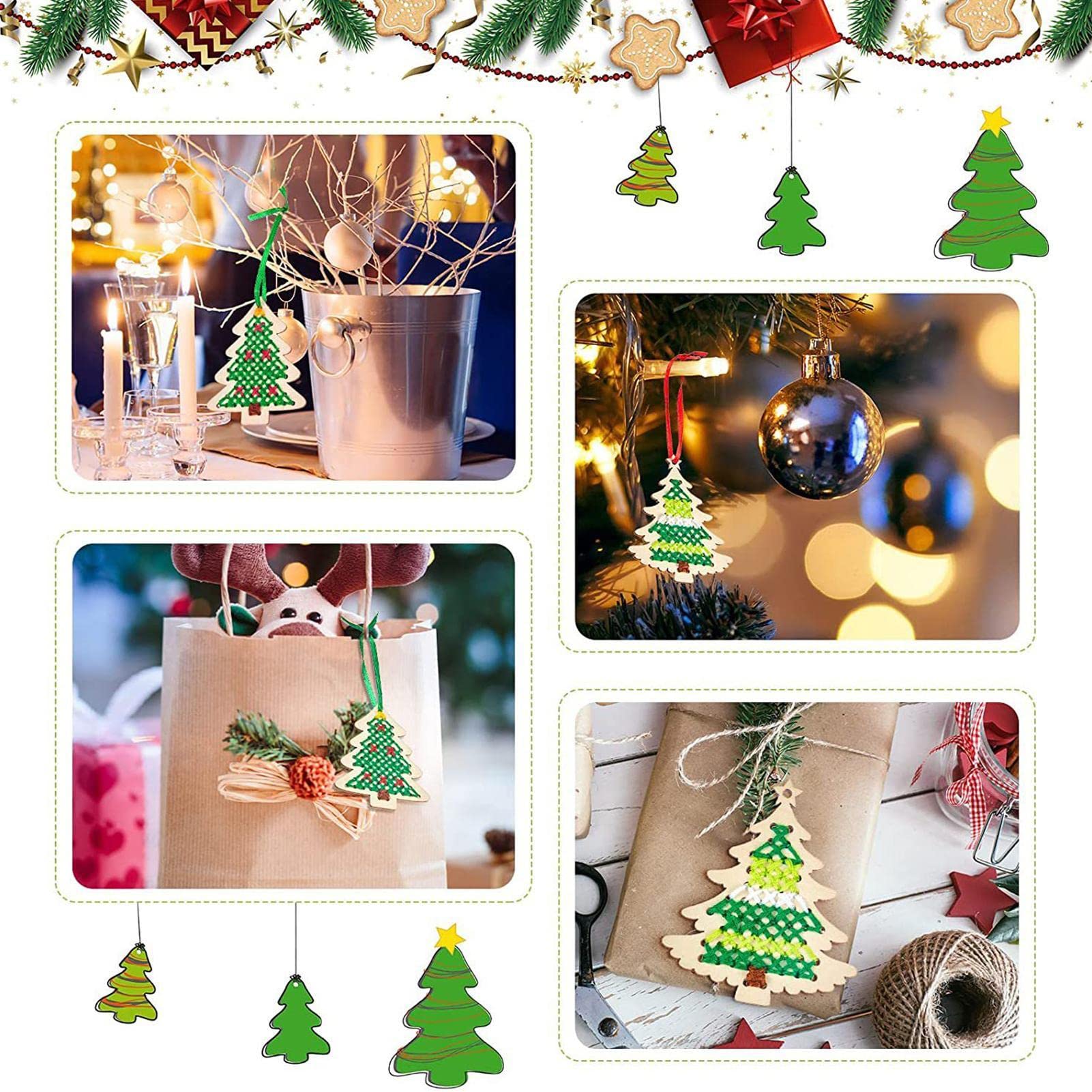 Amazon.co.jp: クリスマスツリー木製クロスステッチキット、クリスマス