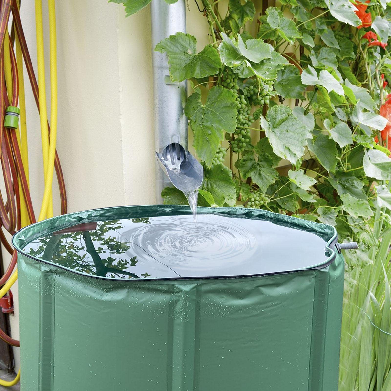 Collettore d'Acqua a Botte di Pioggia, Barile di Raccolta 'Acqua | piovana,Serbatoio di stoccaggio 'Acqua con Copertura in Rete | Contenitore da Giardino di capacità con Raccolta Pioggia