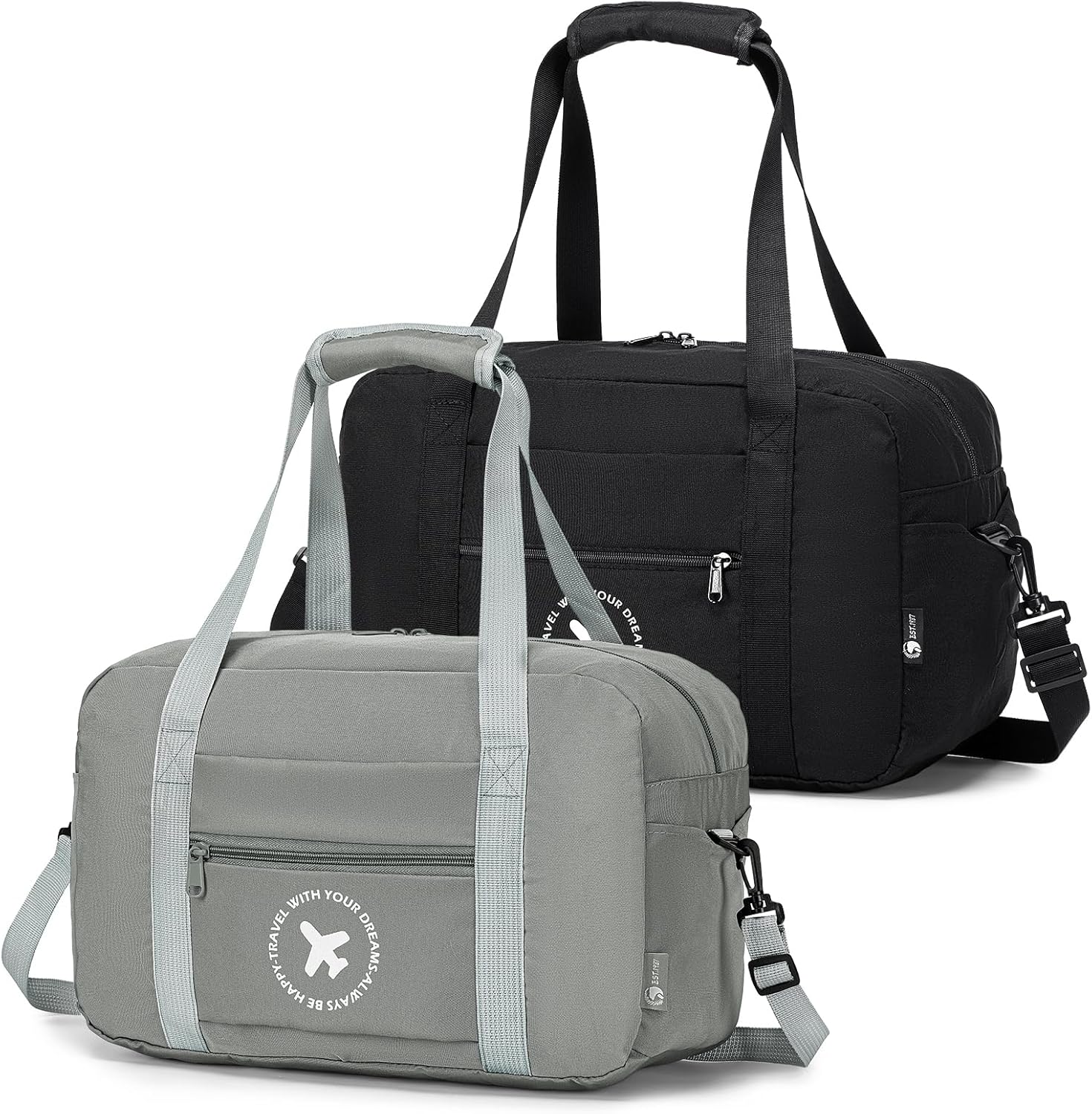 BAGROUPS Sac 40x20x25 Ryanair Cabine Bagage à Main Petit Sacs de Sport Imperméable Bay Weekend Femme Homme Sac a Dos Voyage Cabine Avion Portable Maternité pour Travel Gym Danse 2X Sacs Noir Gris
