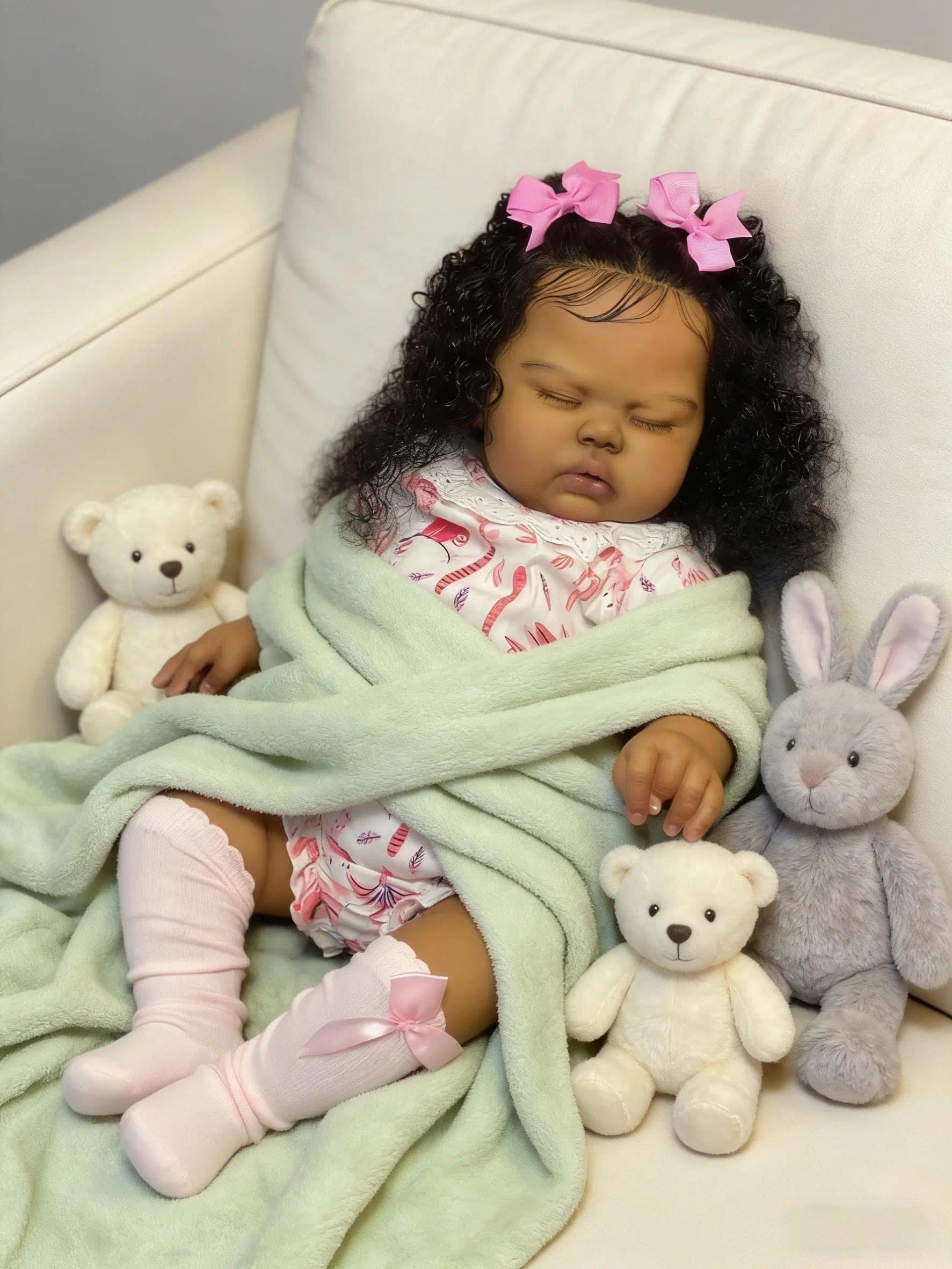 Zero pam Black Reborn Baby Dolls Girls 19 Inch African American Baby Doll, Vinyl Silicone Doll Cloth Body - Image 4