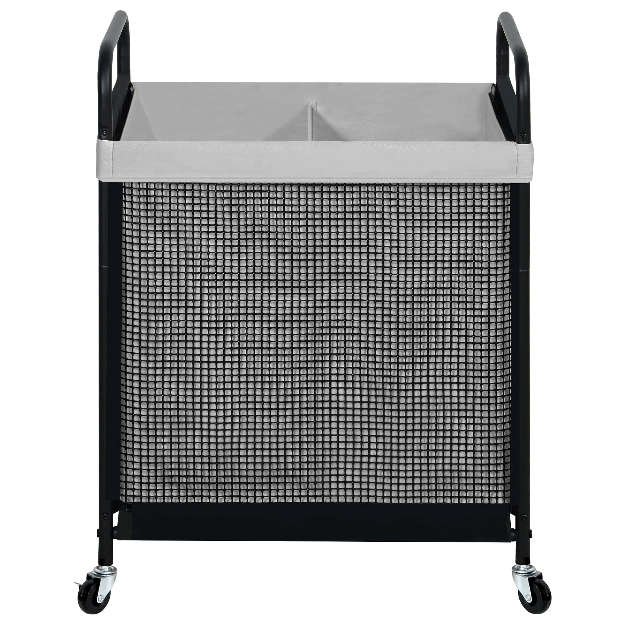 Photo 1 of (incomplete) STO STO Laundry Hamper 2 Section, 100L Rolling Laundry Sorter Cart with Removable and Washable Liner Bag, Clothes Hamper with Wheels and Metal Handle for Laundry Room and Bedroom, Gray
