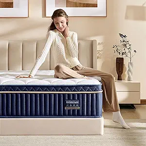 King Mattress, 14 Inch King Size Hybrid Mattress in a Box, Medium Firm Memory Foam mattress, with Individual Pocket Springs, Upgrade Zoned Support, Motion Isolation&Pressure Relief, CertiPUR-US