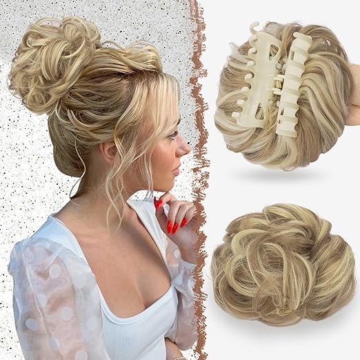 FESHFEN Claw Clip Messy Bun Hair Piece Hair Buns Light Ash