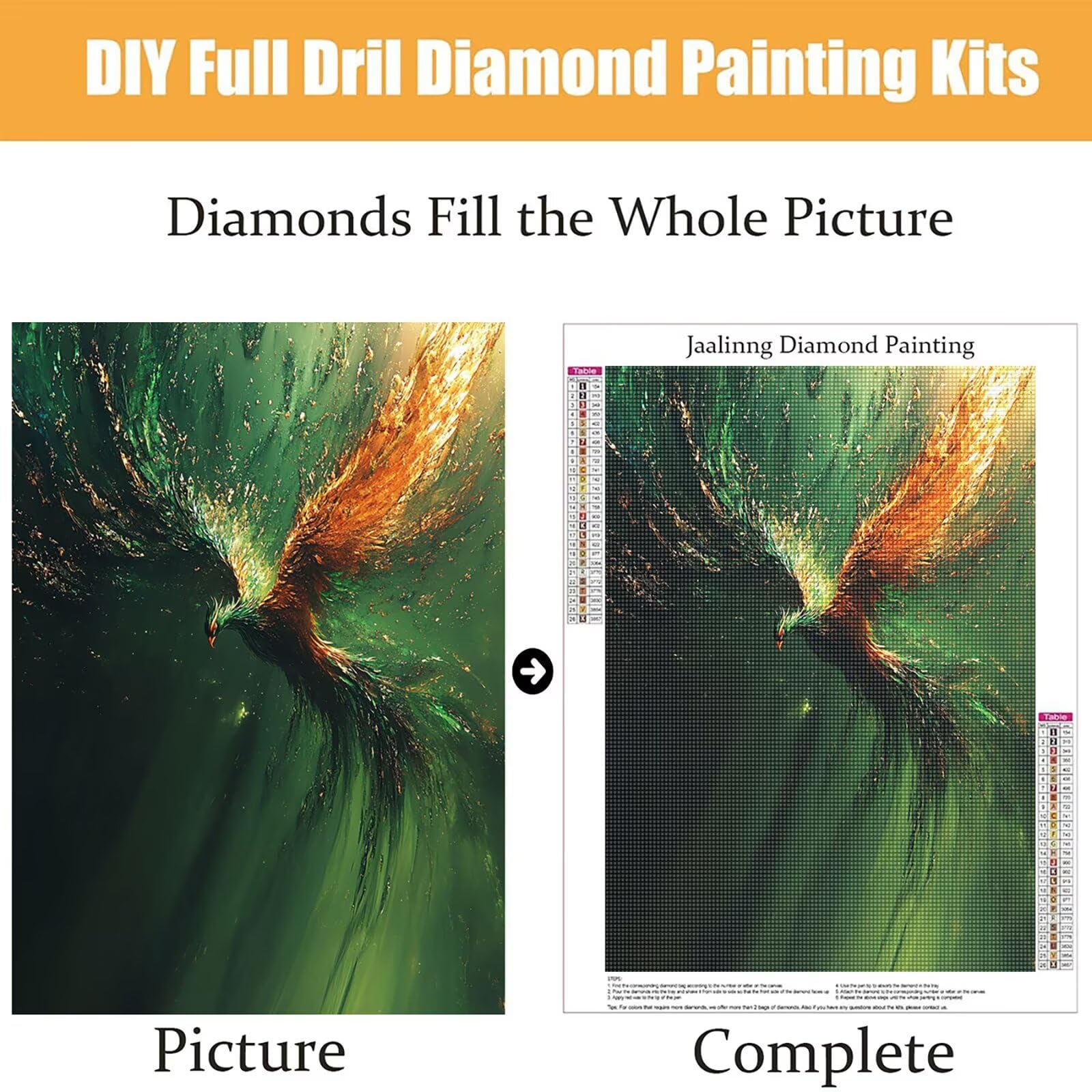 Diamond Painting Kit Completo, Diamond Painting Astratto, 5D Quadrato Pittura Diamante Kit Manualidades Adultos DIY Diamantini Crystal Art Disegni Ricamo Punto Croce Artigianale,60x90cm Uccello j0-933